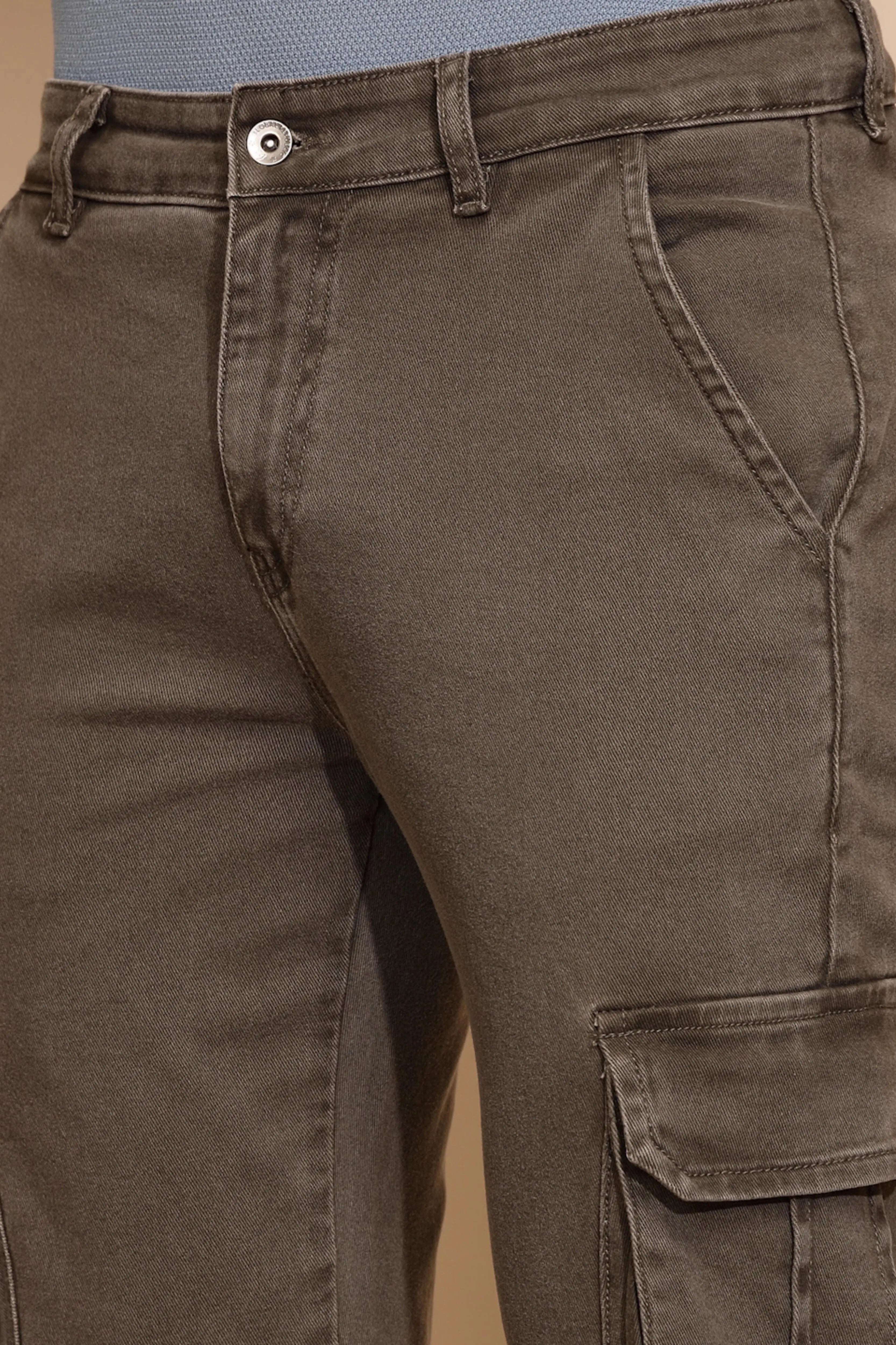 Grey Cotton Blend Cargo Pant - Global Republic