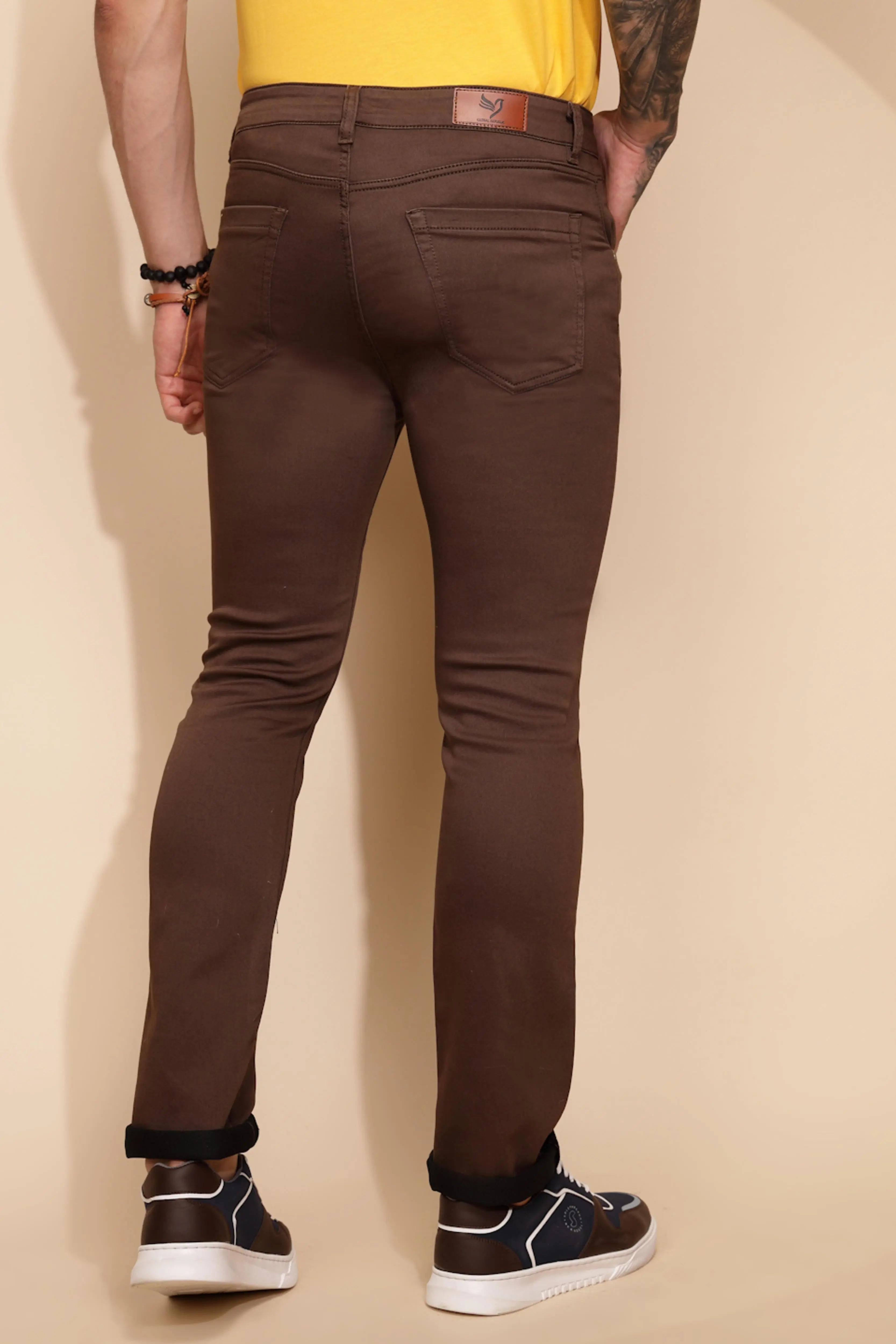Mustard Cotton Blend Trouser - Global Republic