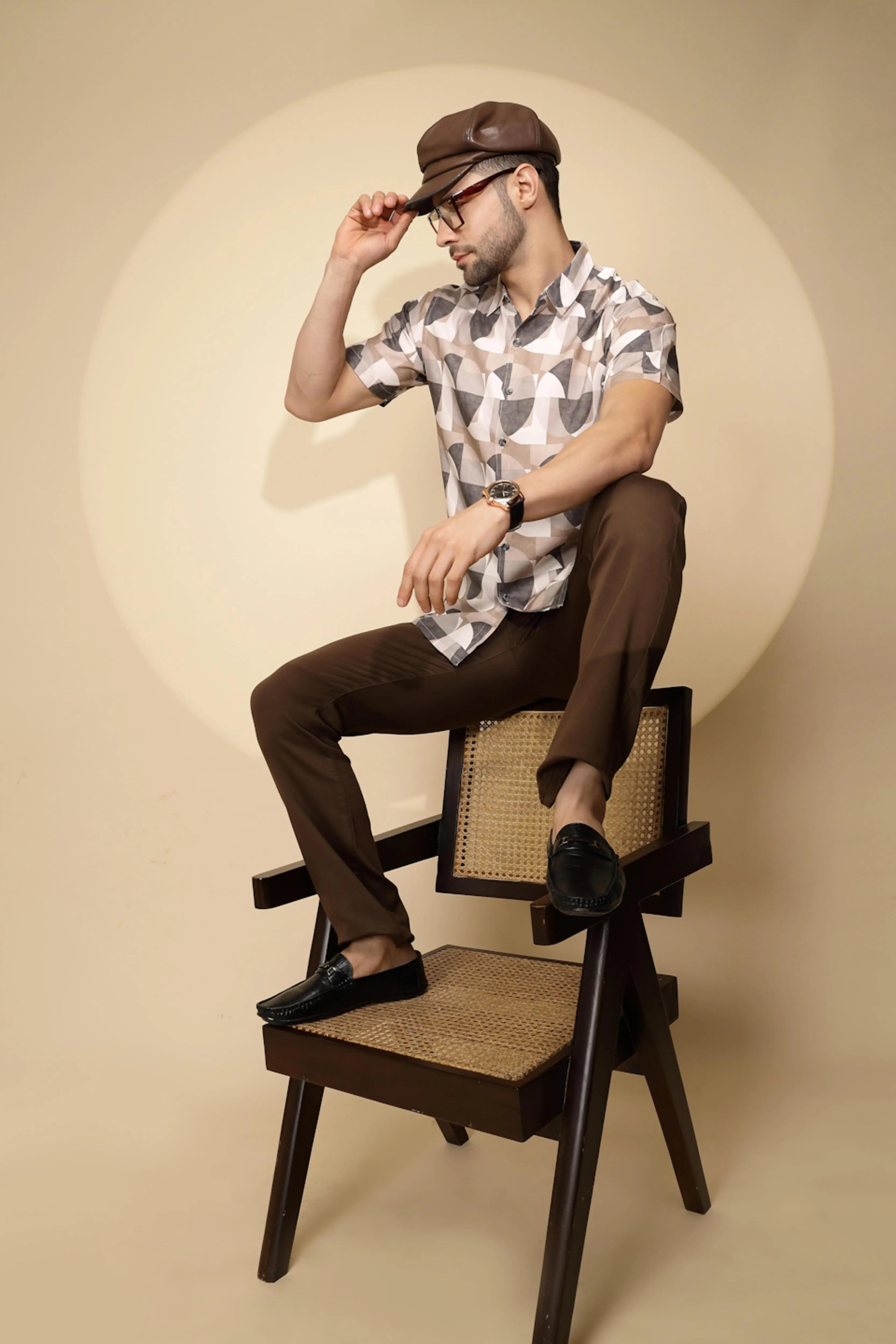 Brown Rayon Tailored Fit Shirt For Men - Global Republic