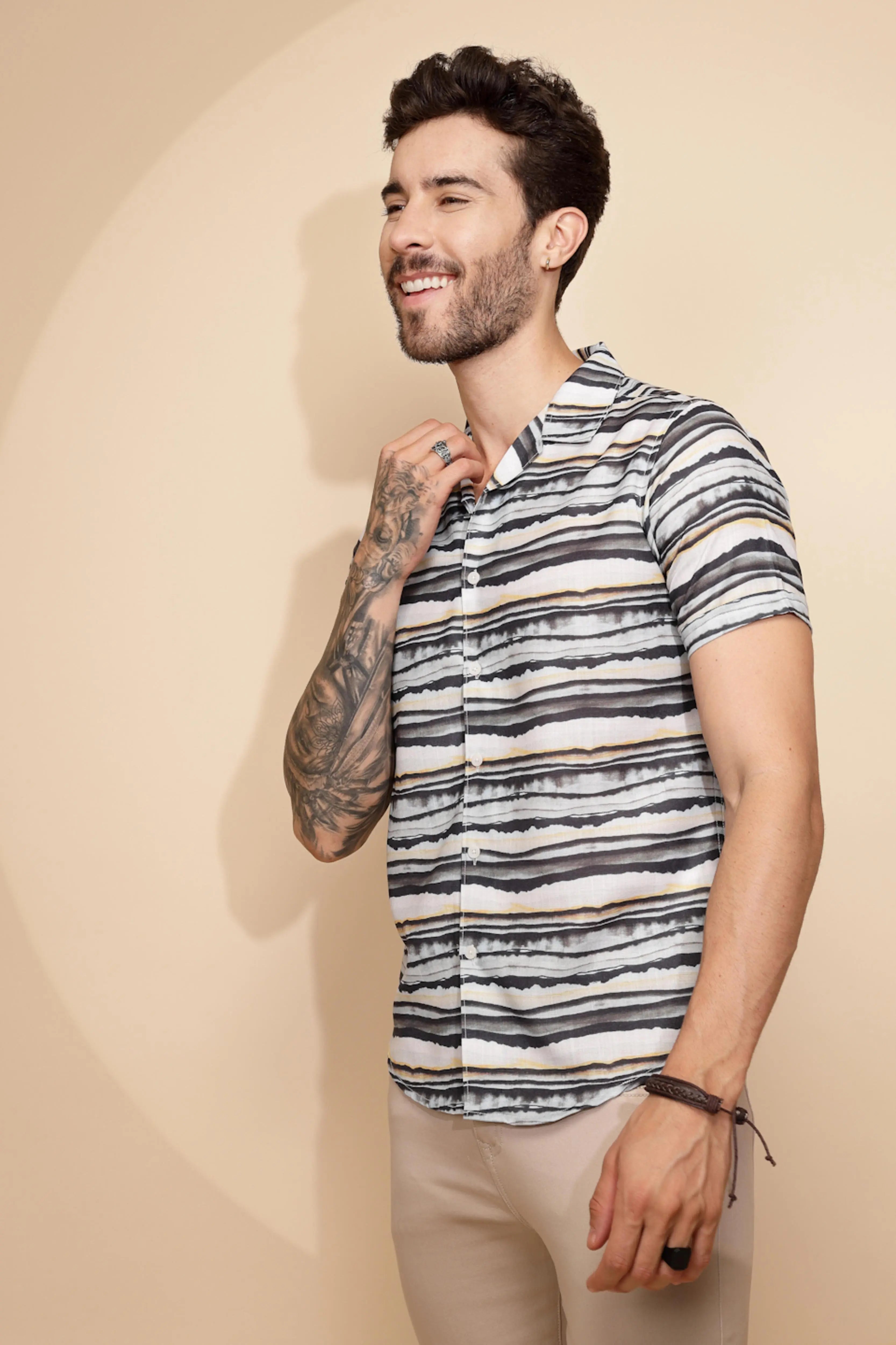 Multicolor Rayon Regular Fit Shirt For Men - Global Republic