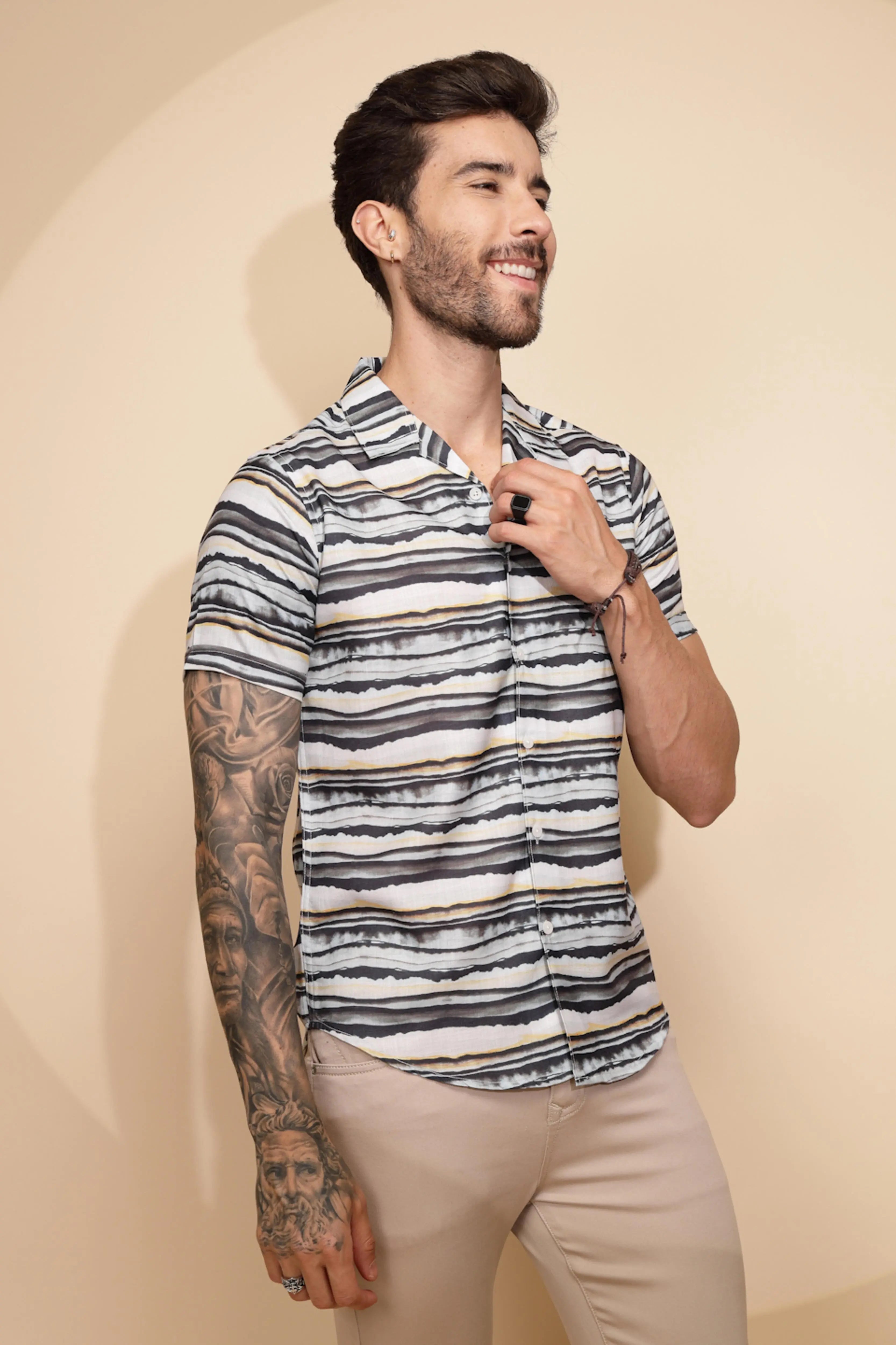 Multicolor Rayon Regular Fit Shirt For Men - Global Republic