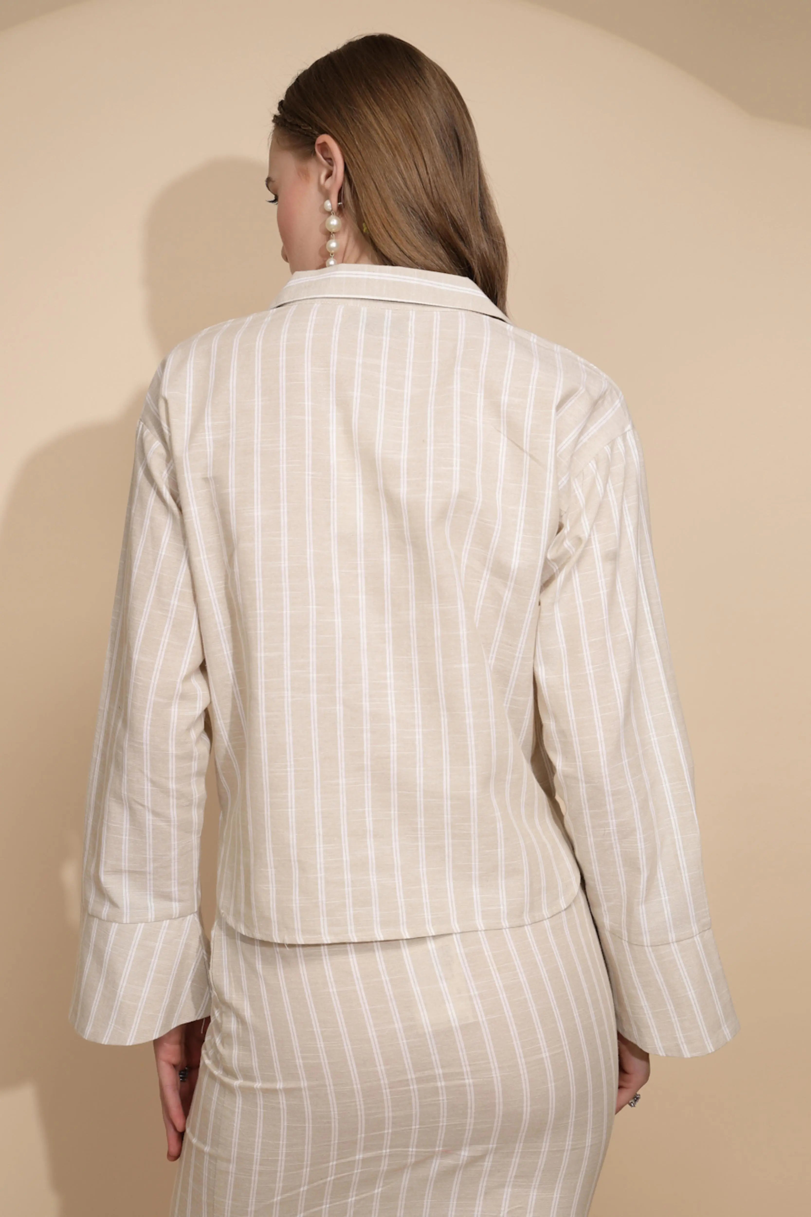 Beige Linen Regular Fit Shirt - Global Republic