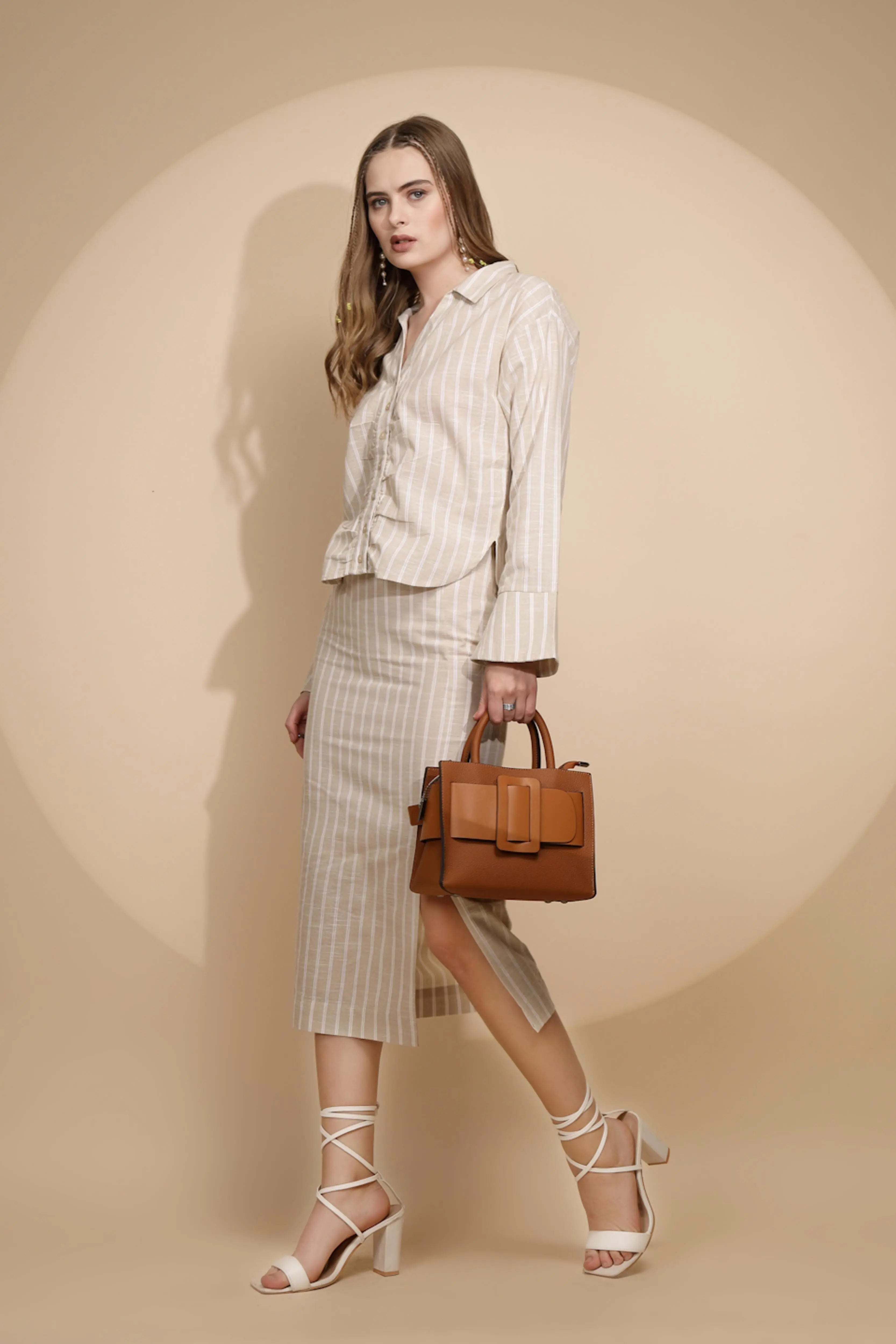 Beige Linen Regular Fit Shirt - Global Republic