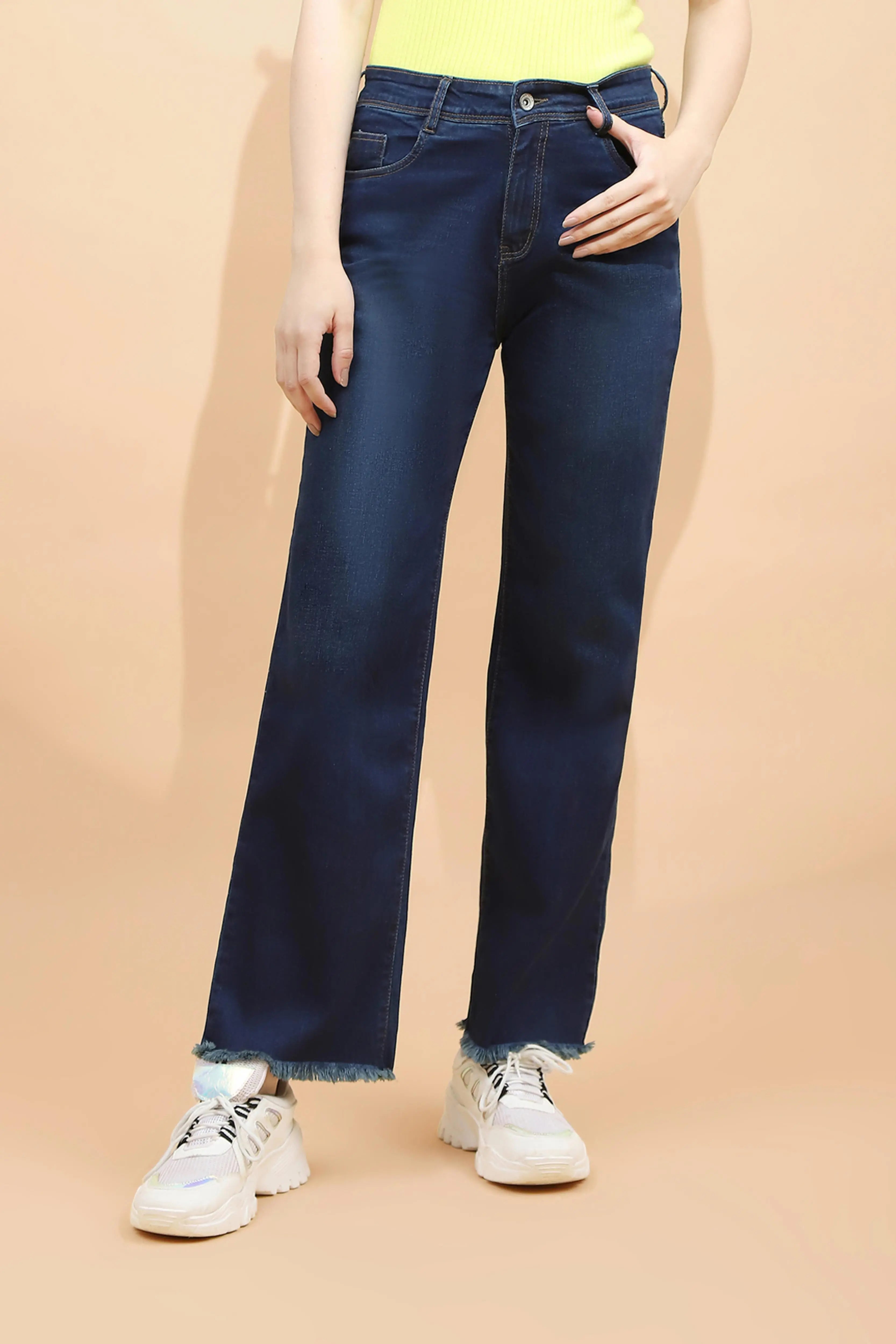 Blue Cotton Flared Jeans - Global Republic