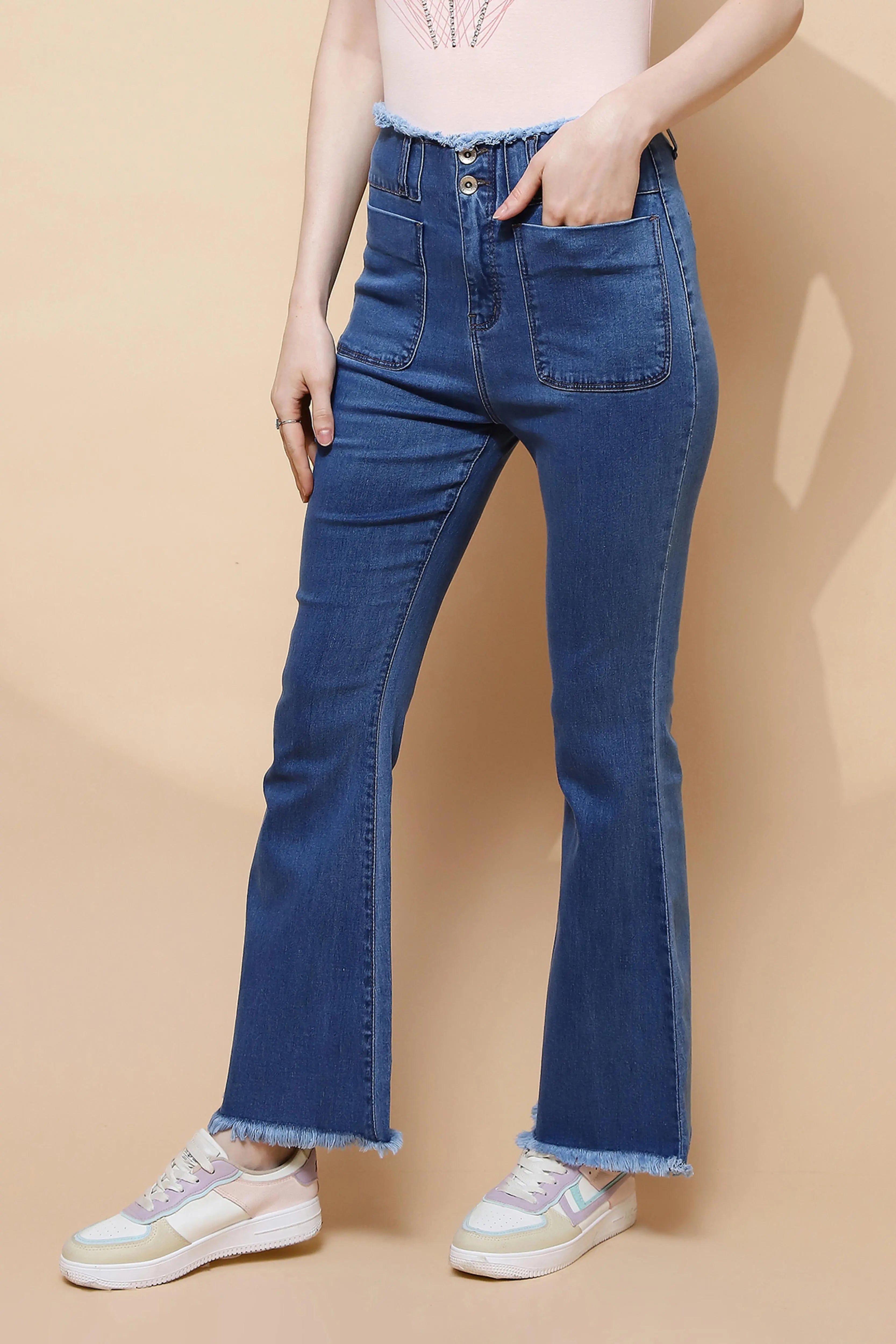 Blue Bootcut Slim Fit Jeans - Global Republic