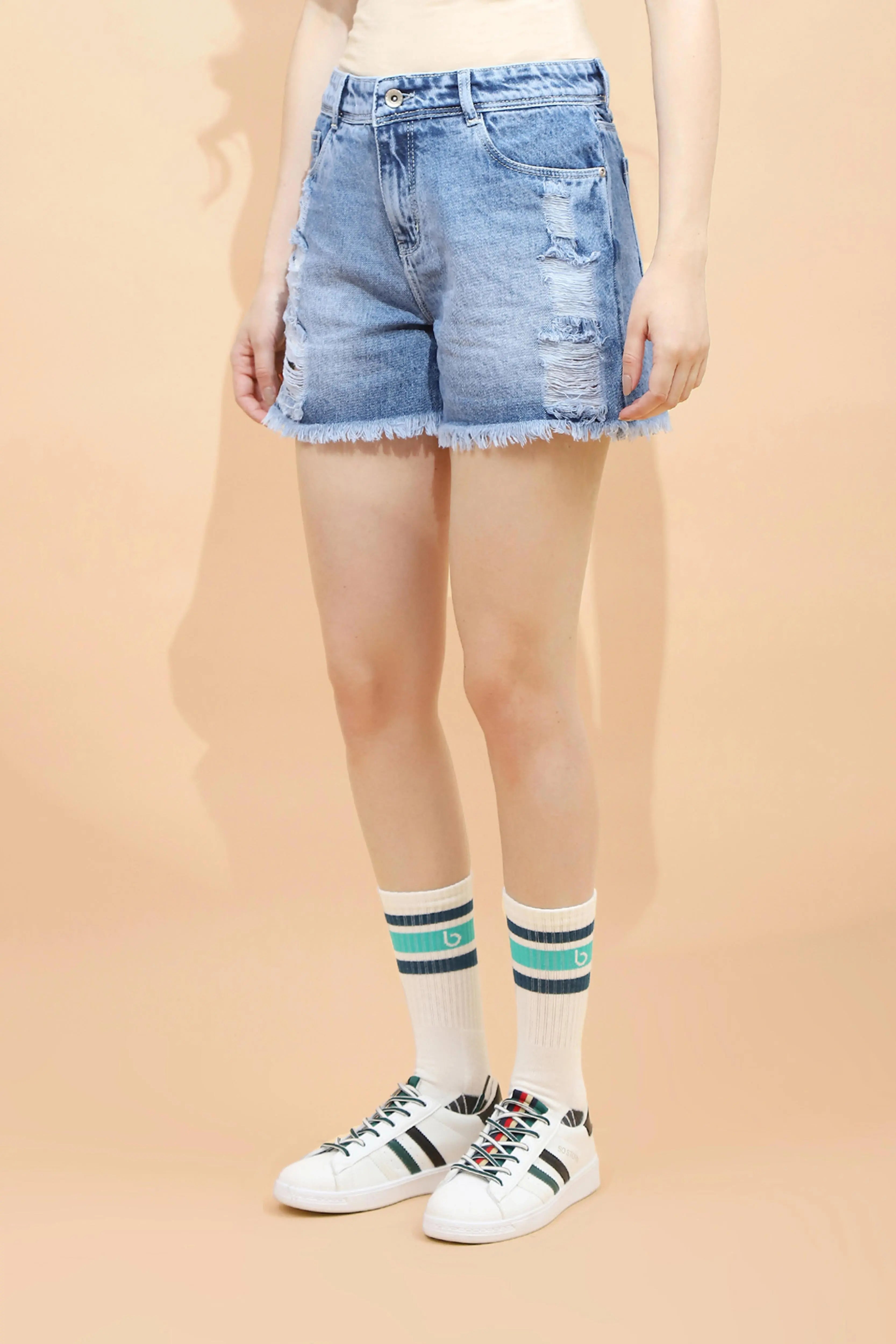 Dark Blue Cotton Regular Fit Shorts - Global Republic