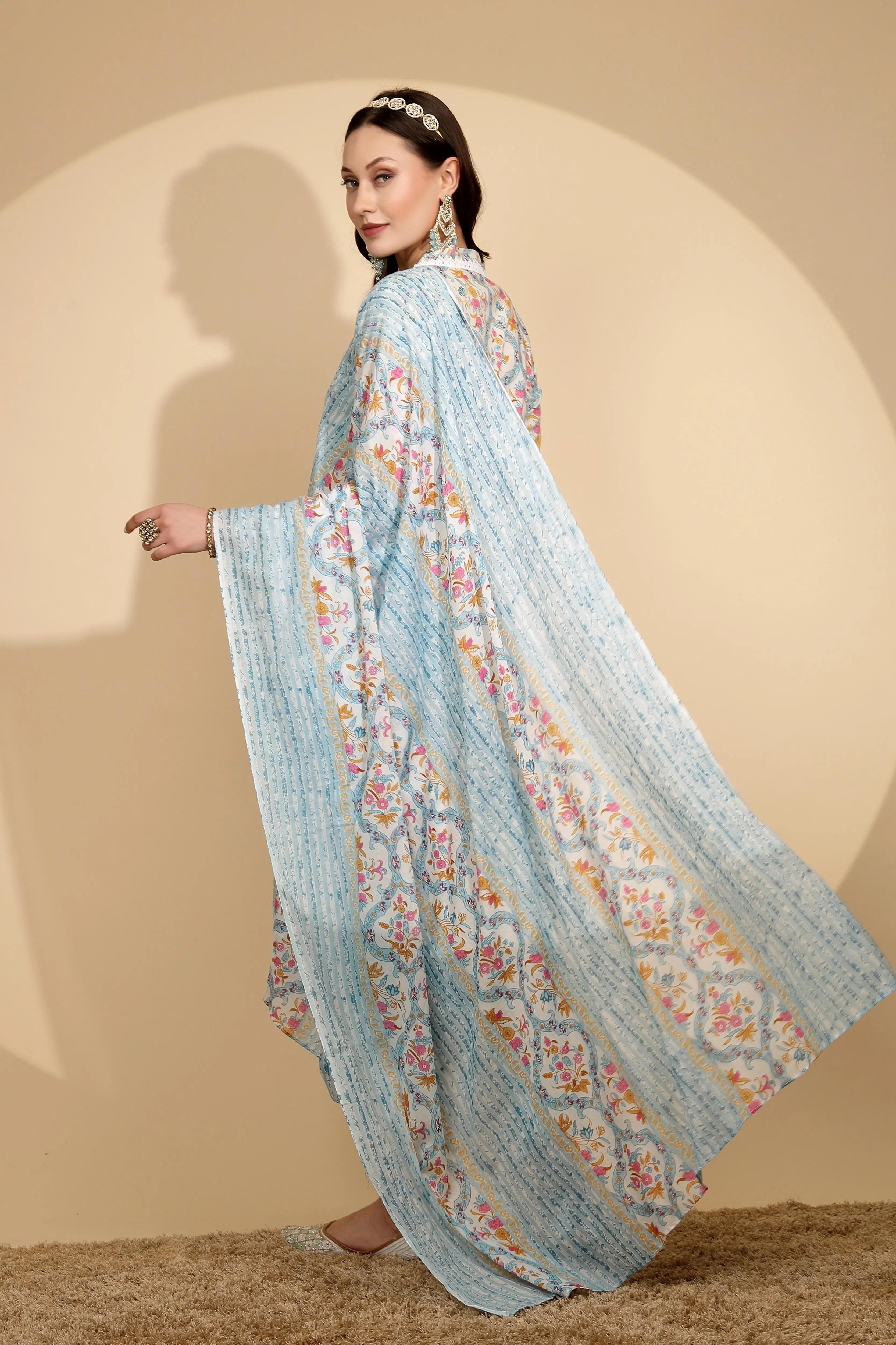 Firozi Cotton Regular Fit Suit Set For Women - Global Republic
