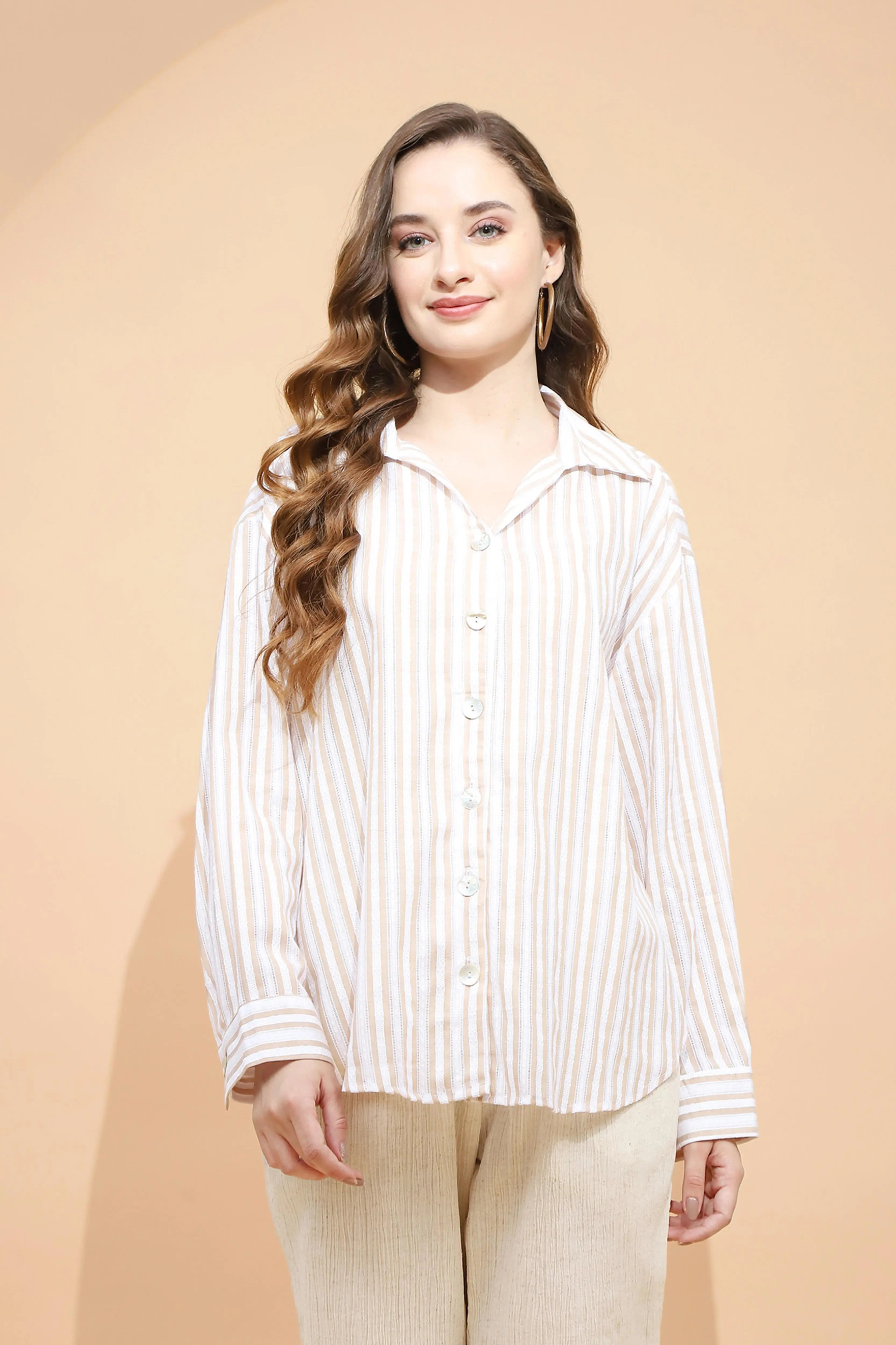 White Striped Cotton Shirt - Global Republic
