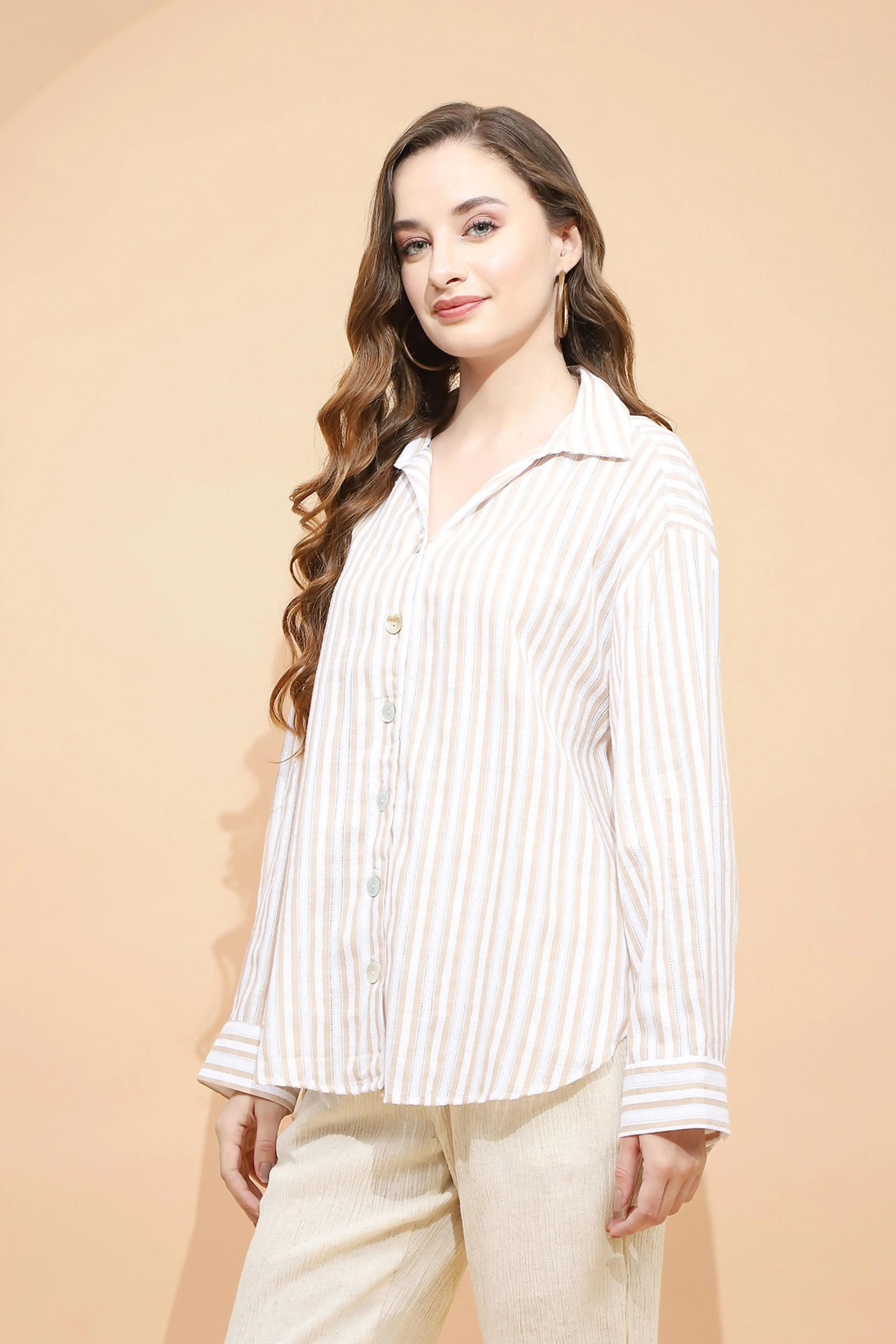 White Striped Cotton Shirt - Global Republic