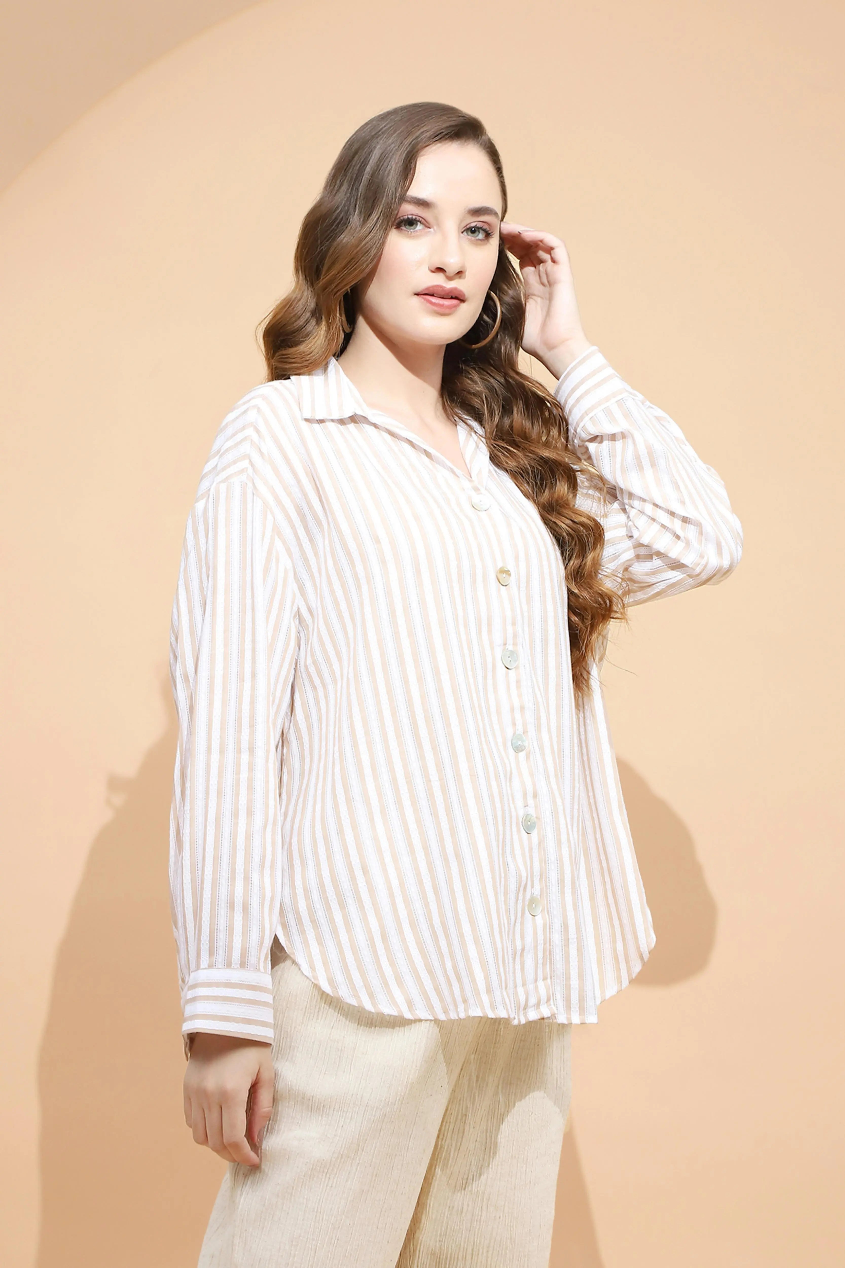 White Striped Cotton Shirt - Global Republic