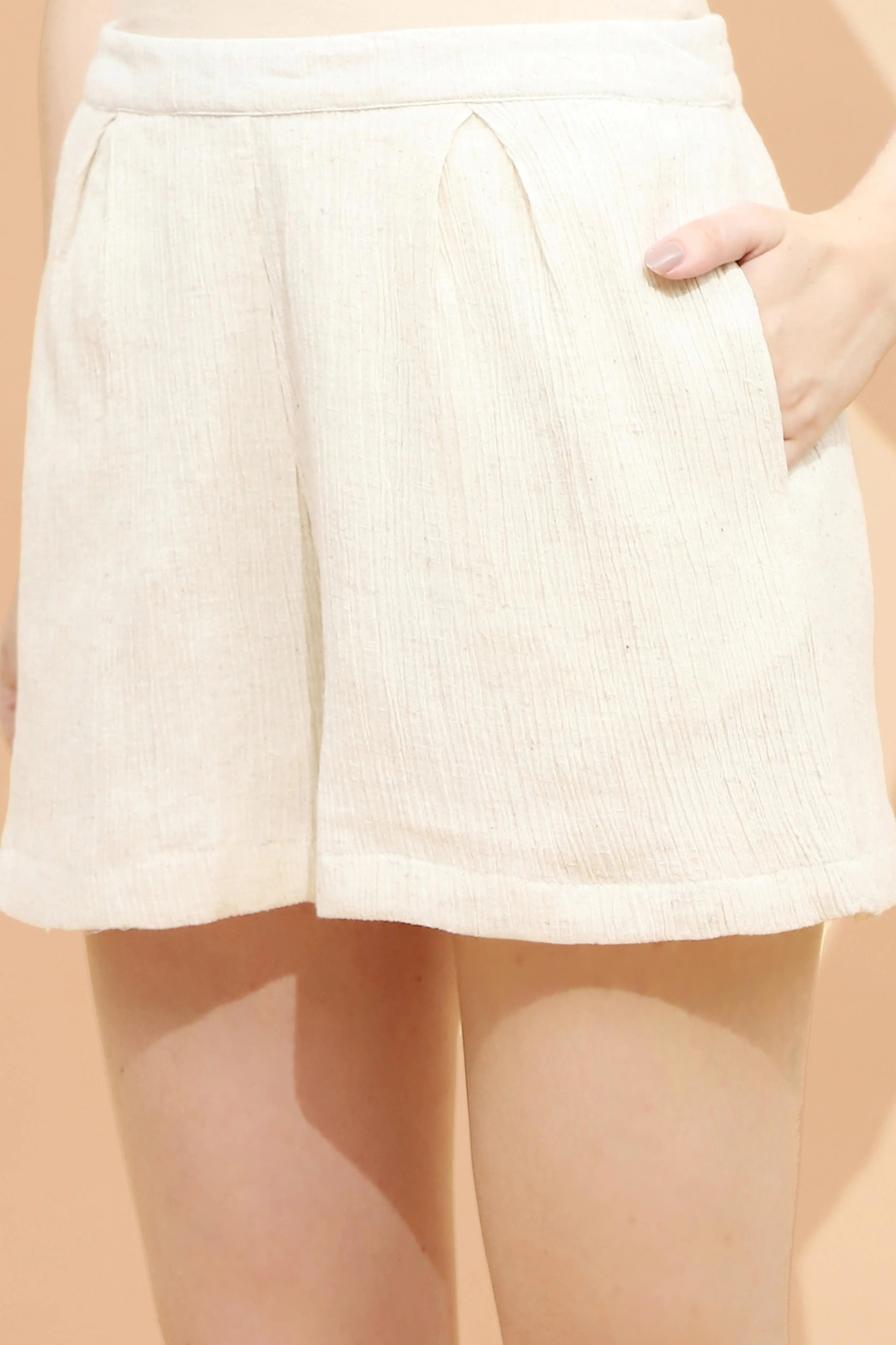 Natural Beige Linen Loose Shorts - Global Republic
