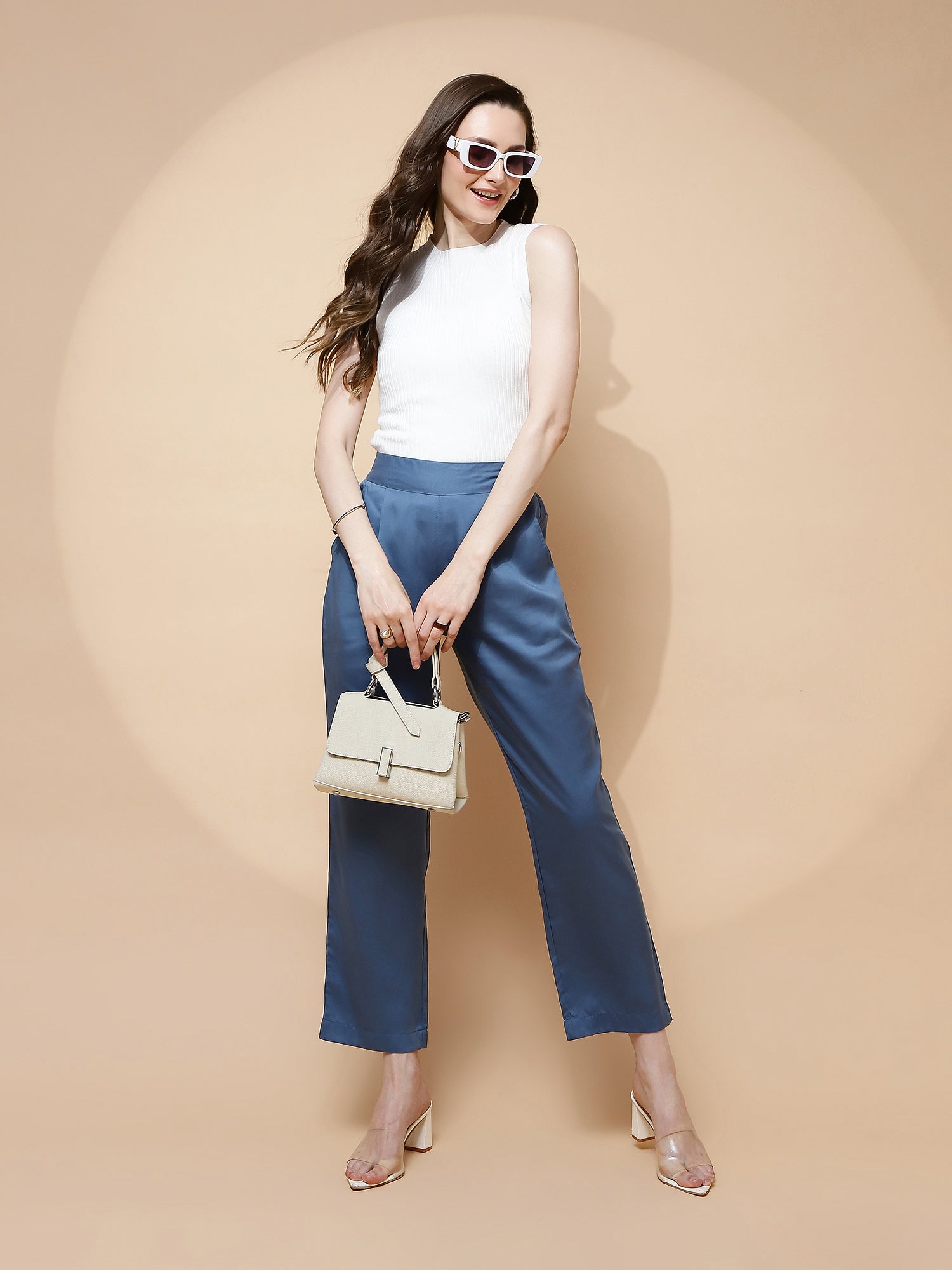 Blue Rayon Relaxed Fit Lower - Global Republic