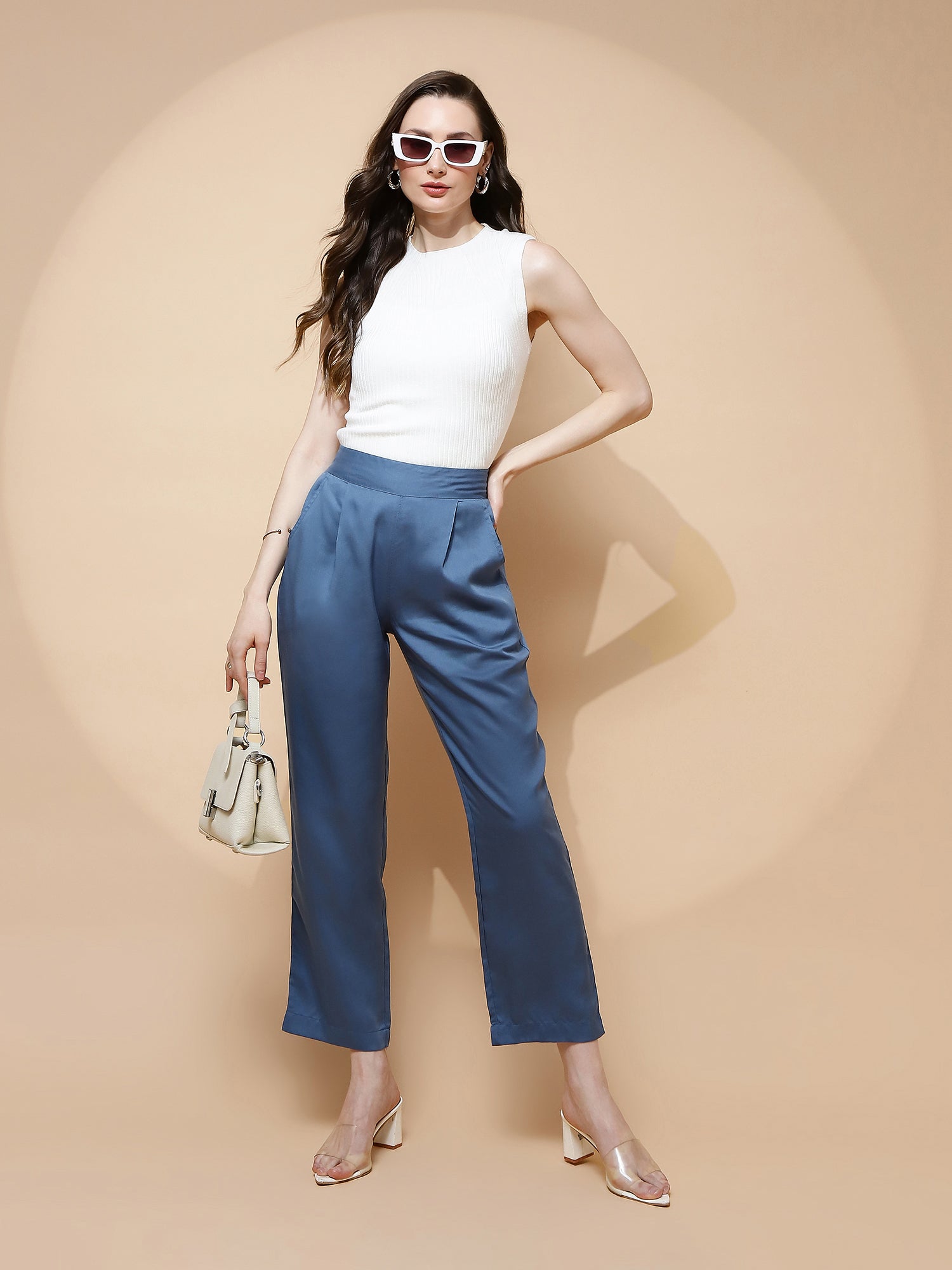 Blue Rayon Relaxed Fit Lower - Global Republic