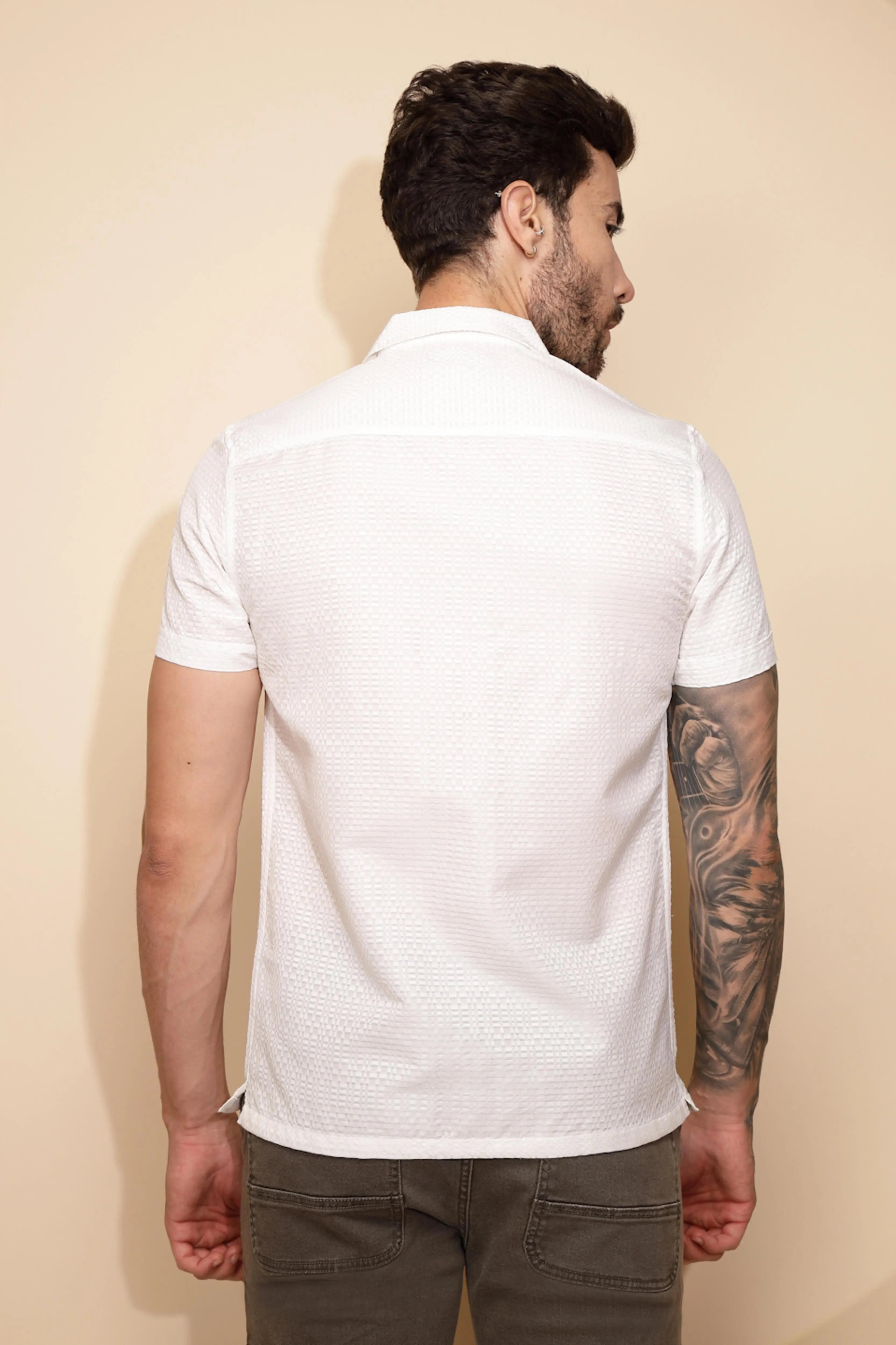 White Regular Fit Shirt For Men - Global Republic