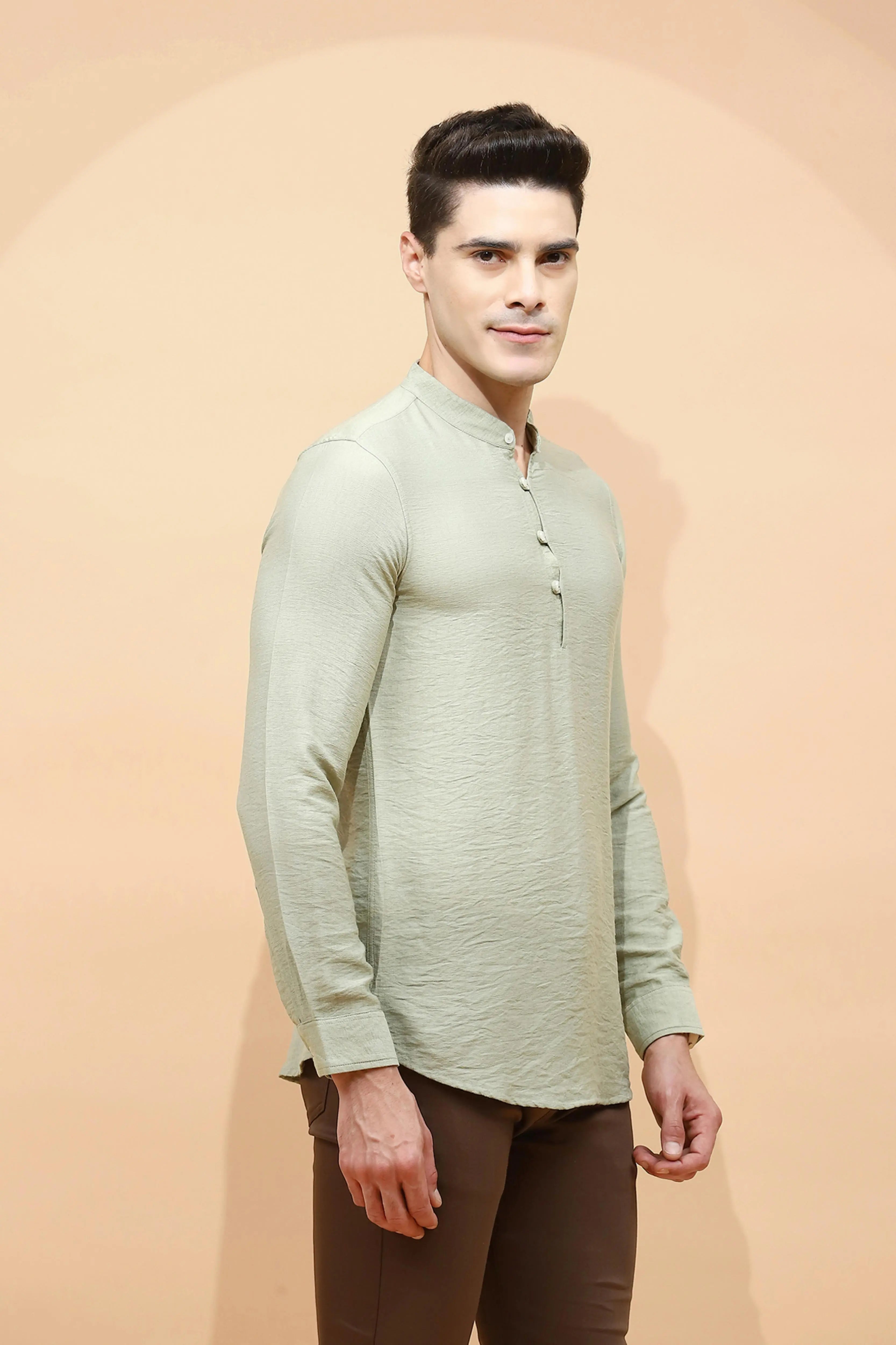 Pista Green Regular Fit Kurta For Men - Global Republic