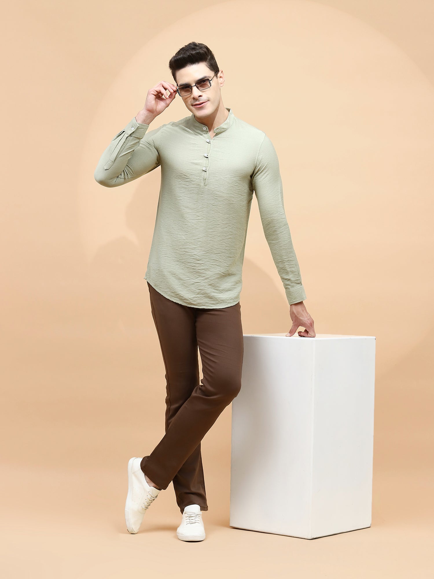 Pista Green Regular Fit Kurta For Men - Global Republic
