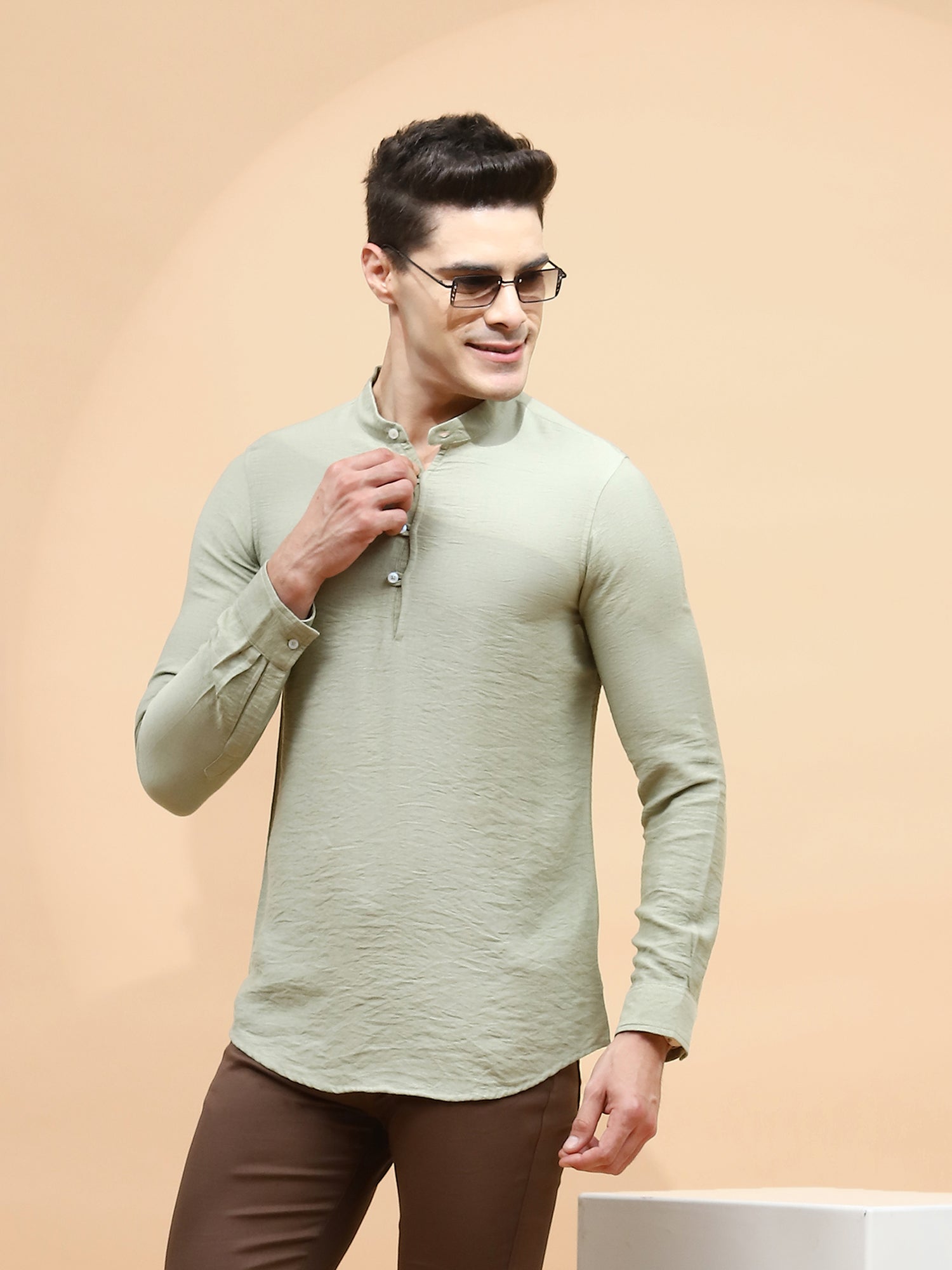 Pista Green Regular Fit Kurta For Men - Global Republic