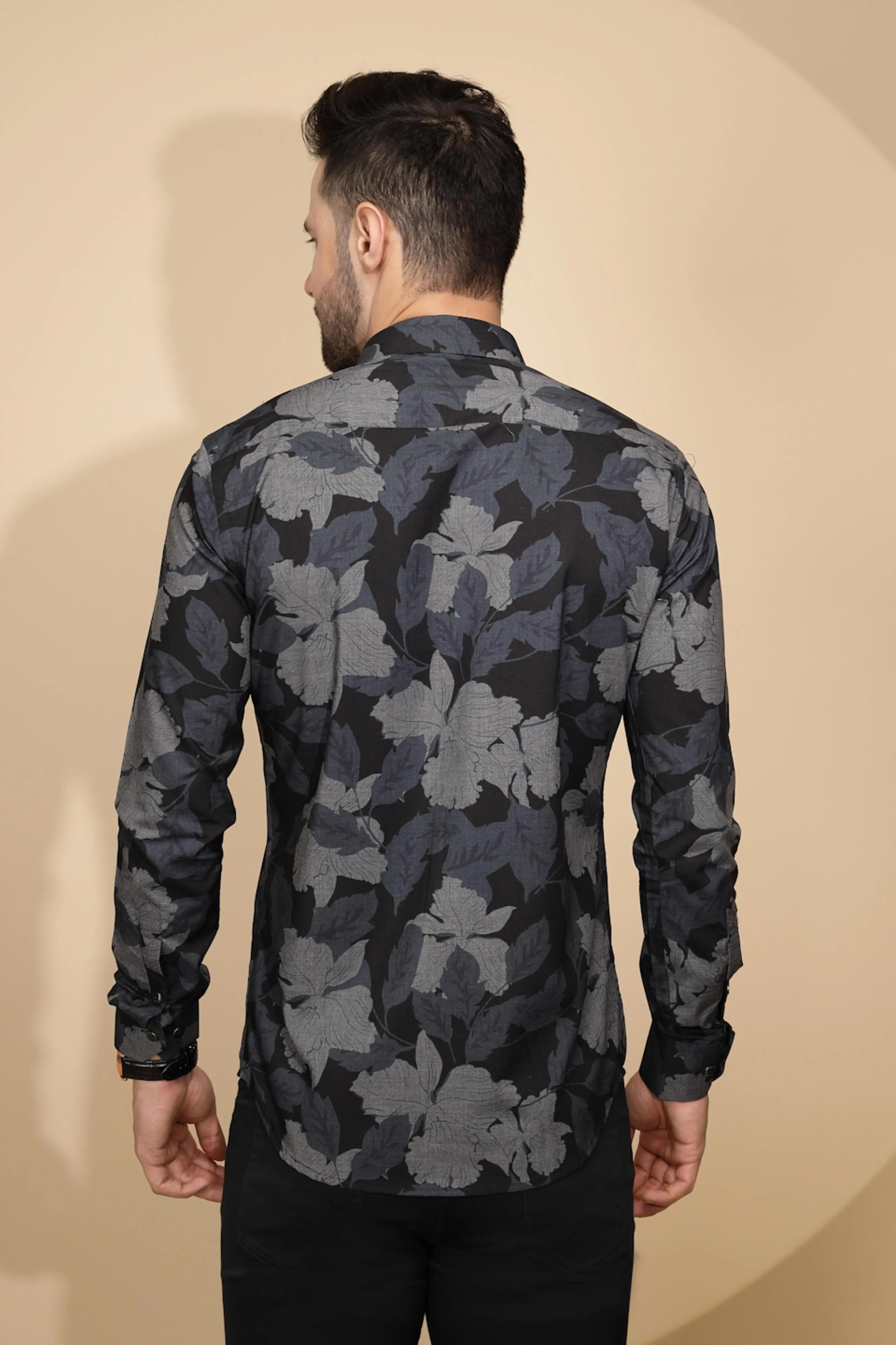Black Cotton Regular Fit Shirt For Mens - Global Republic