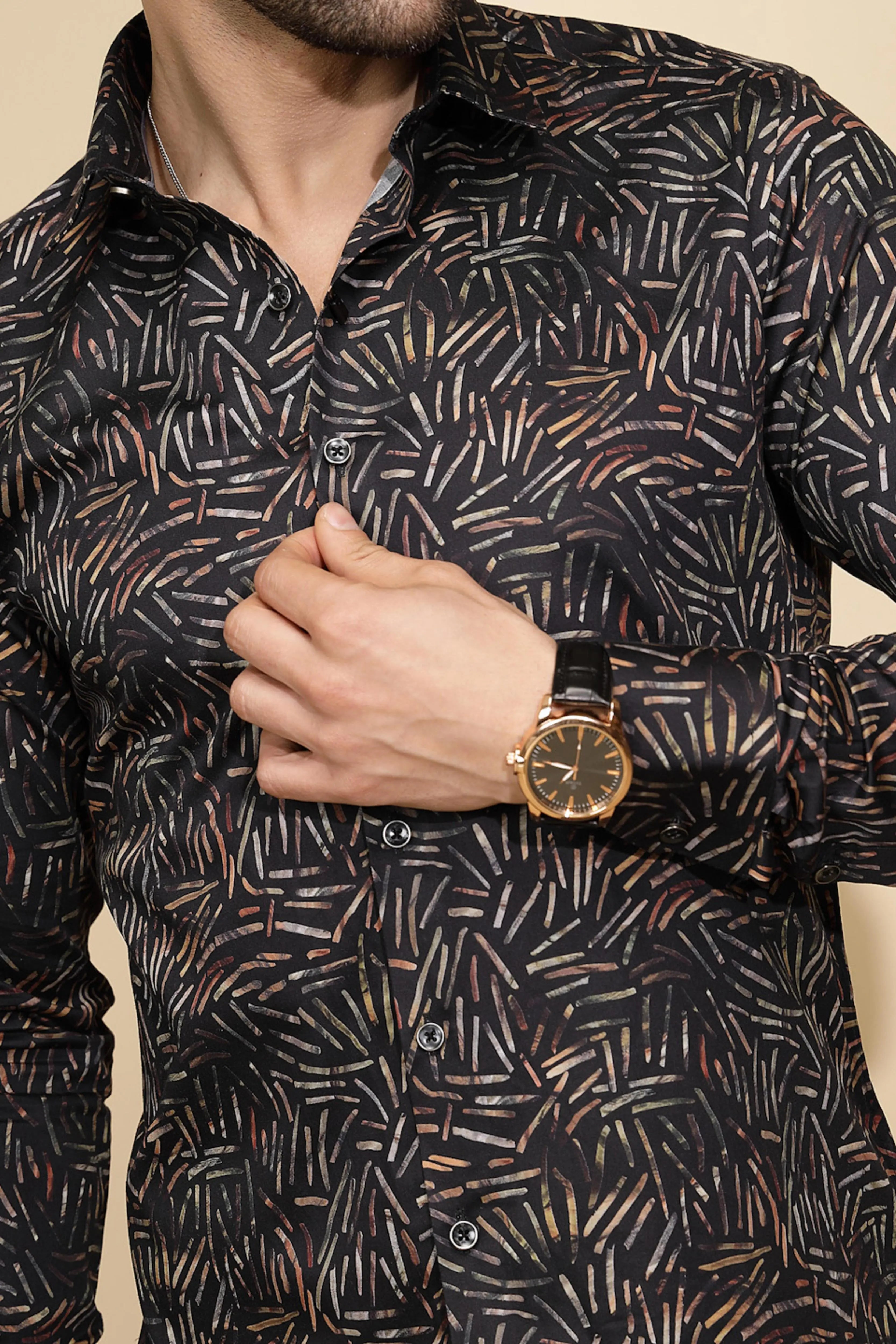 Black Cotton Regular Fit Shirt - Global Republic