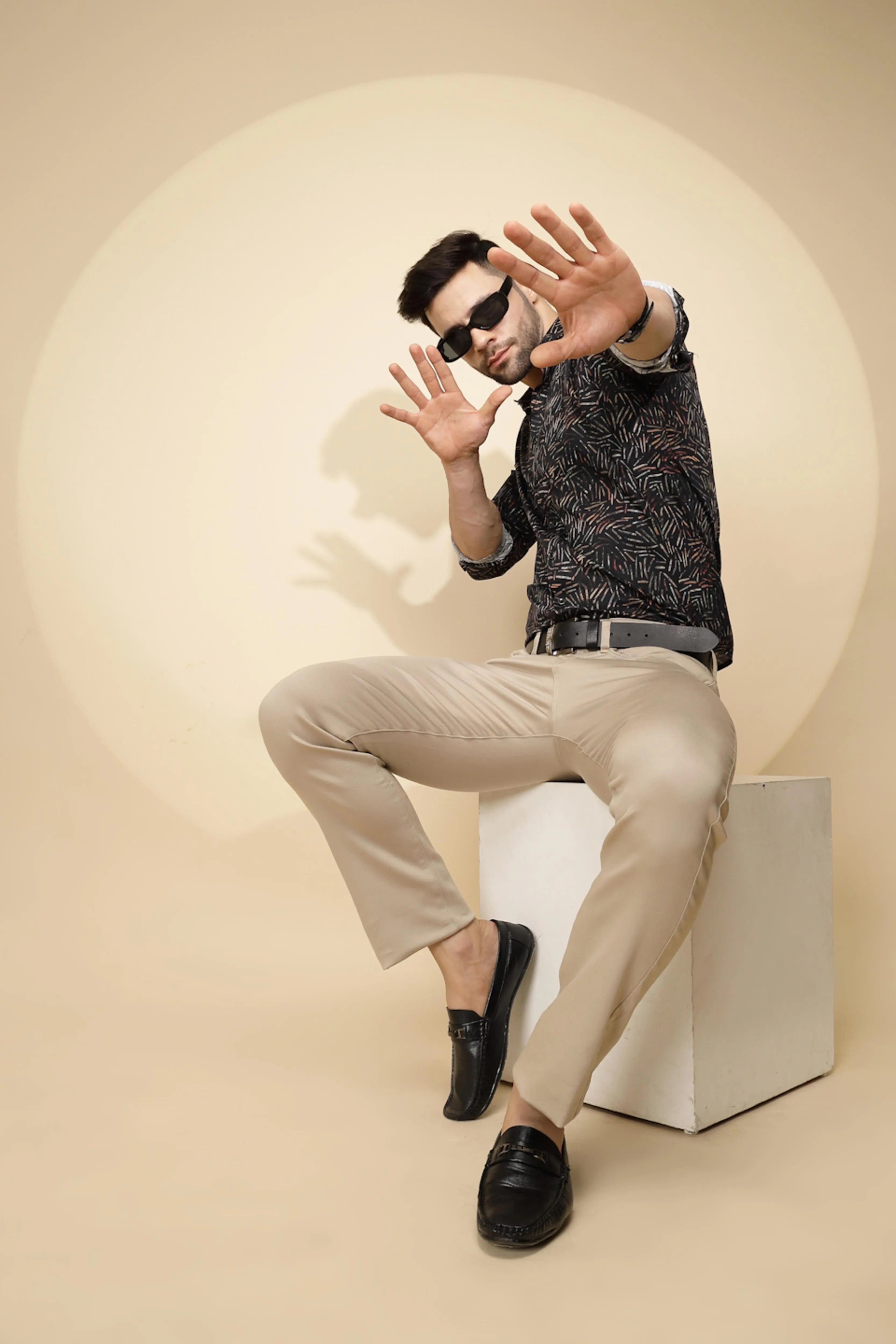 Black Cotton Regular Fit Shirt - Global Republic
