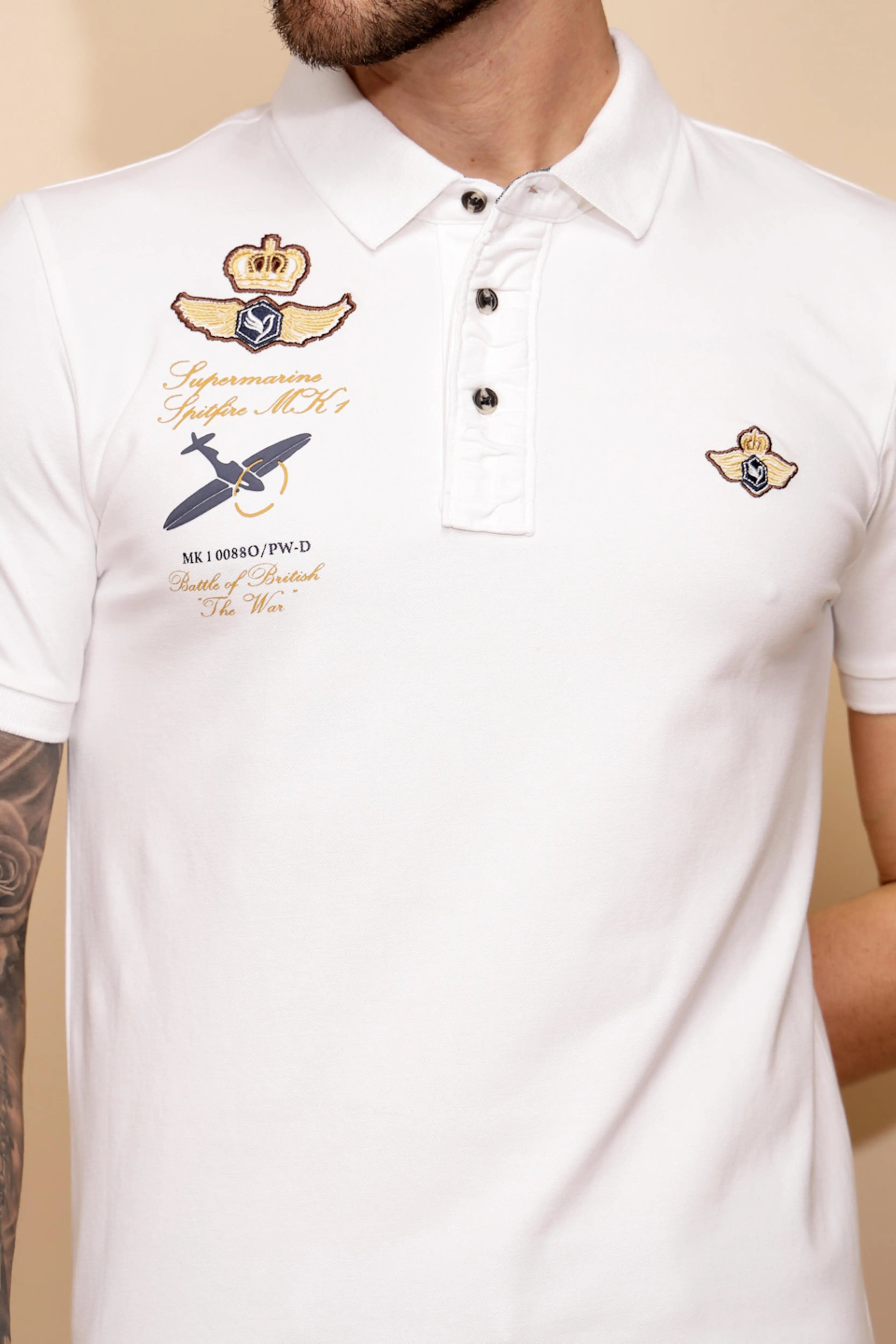 White Regular Fit Cotton Blend T-Shirt - Global Republic