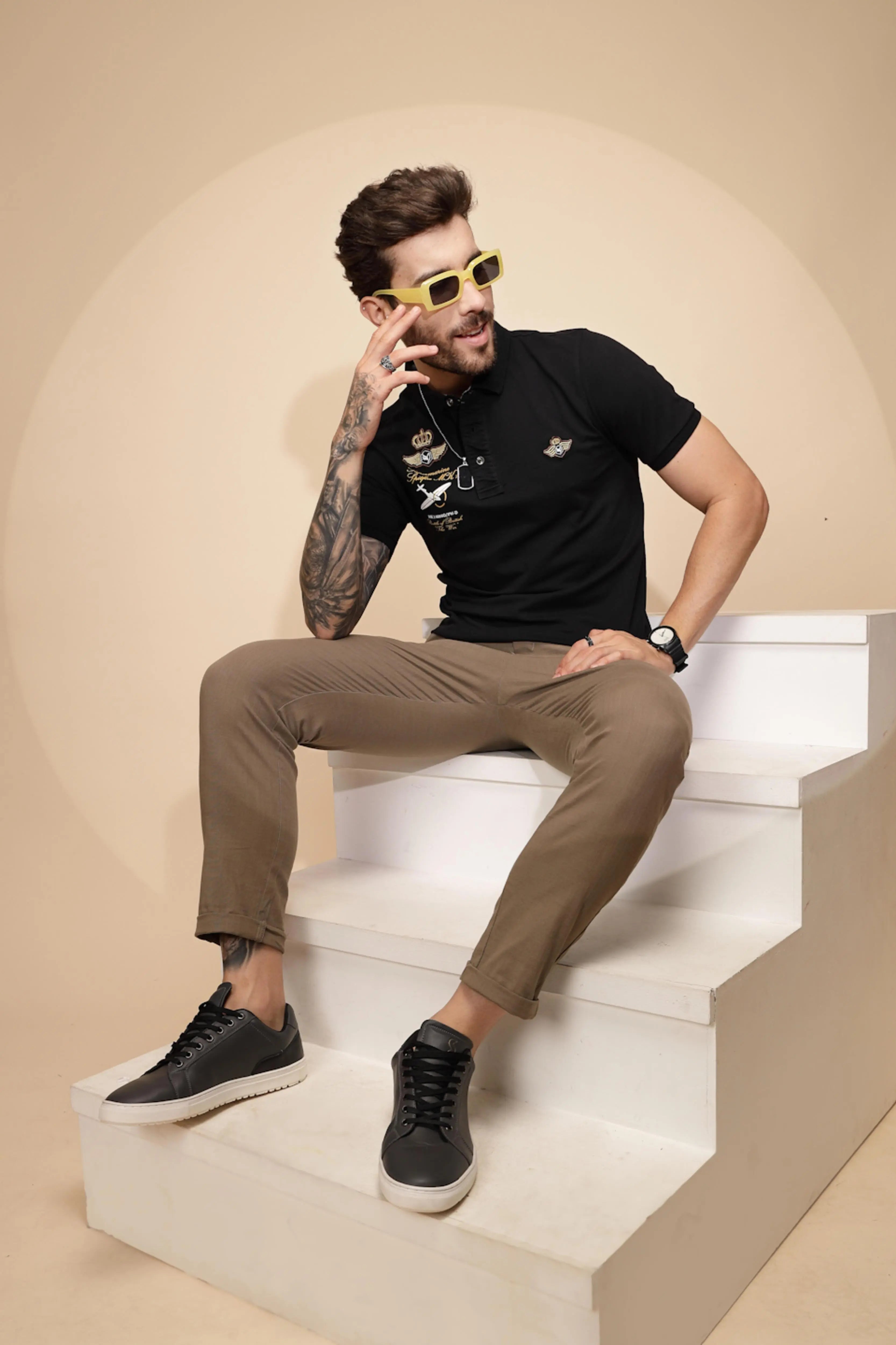 Black Cotton Blend T-Shirt - Global Republic