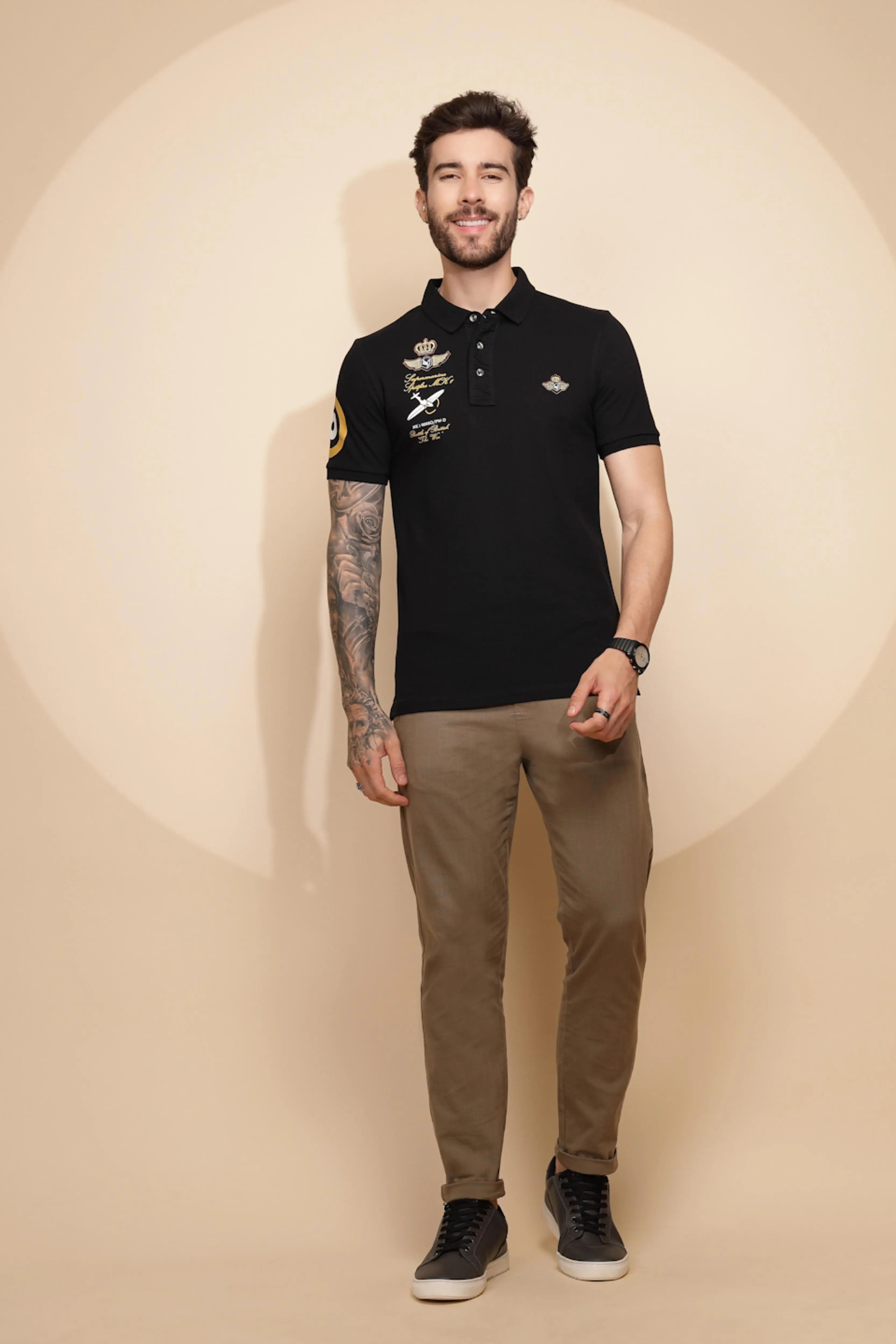 Black Cotton Blend T-Shirt - Global Republic