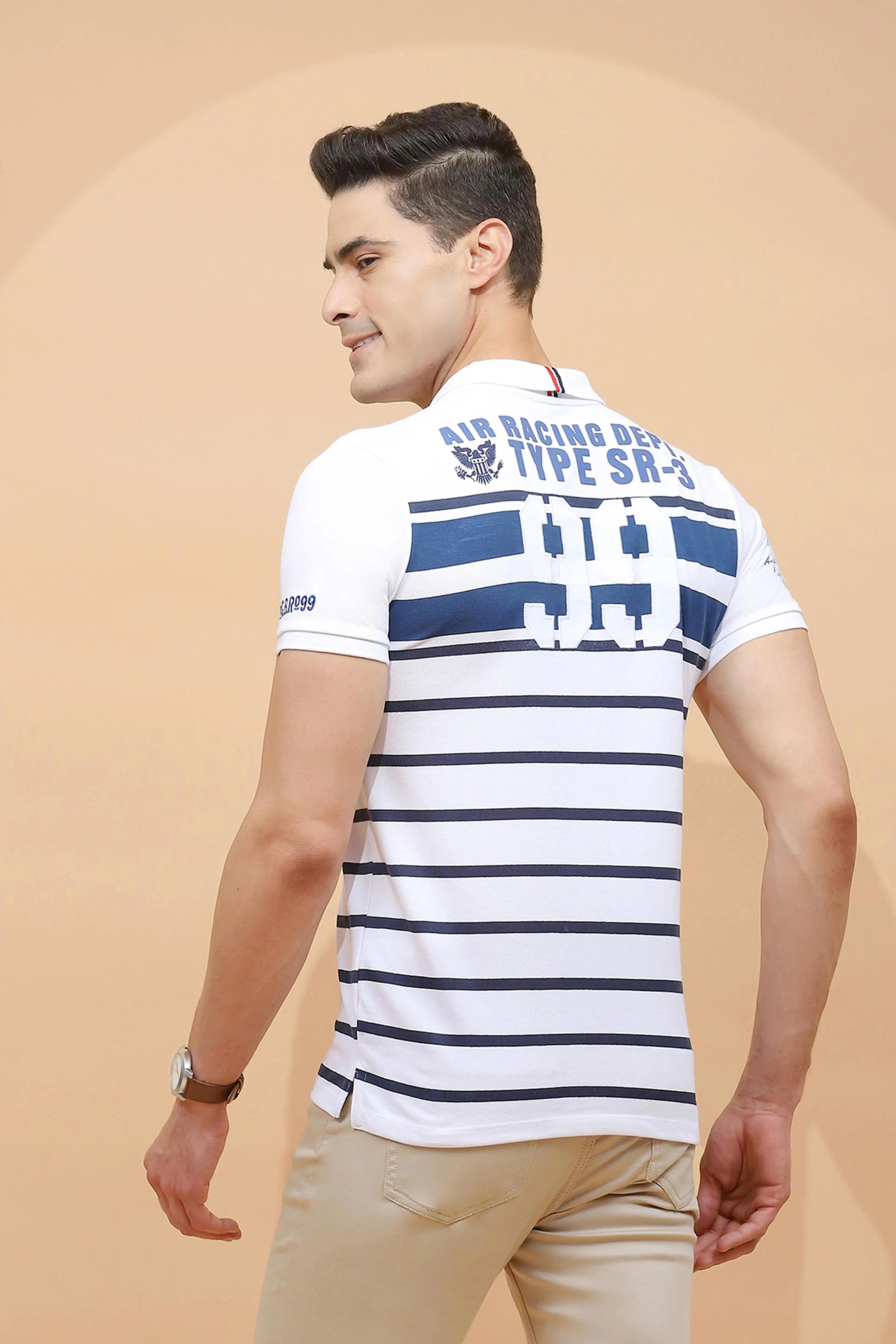 Blue cotton Regular Fit T-Shirt For Men - Global Republic