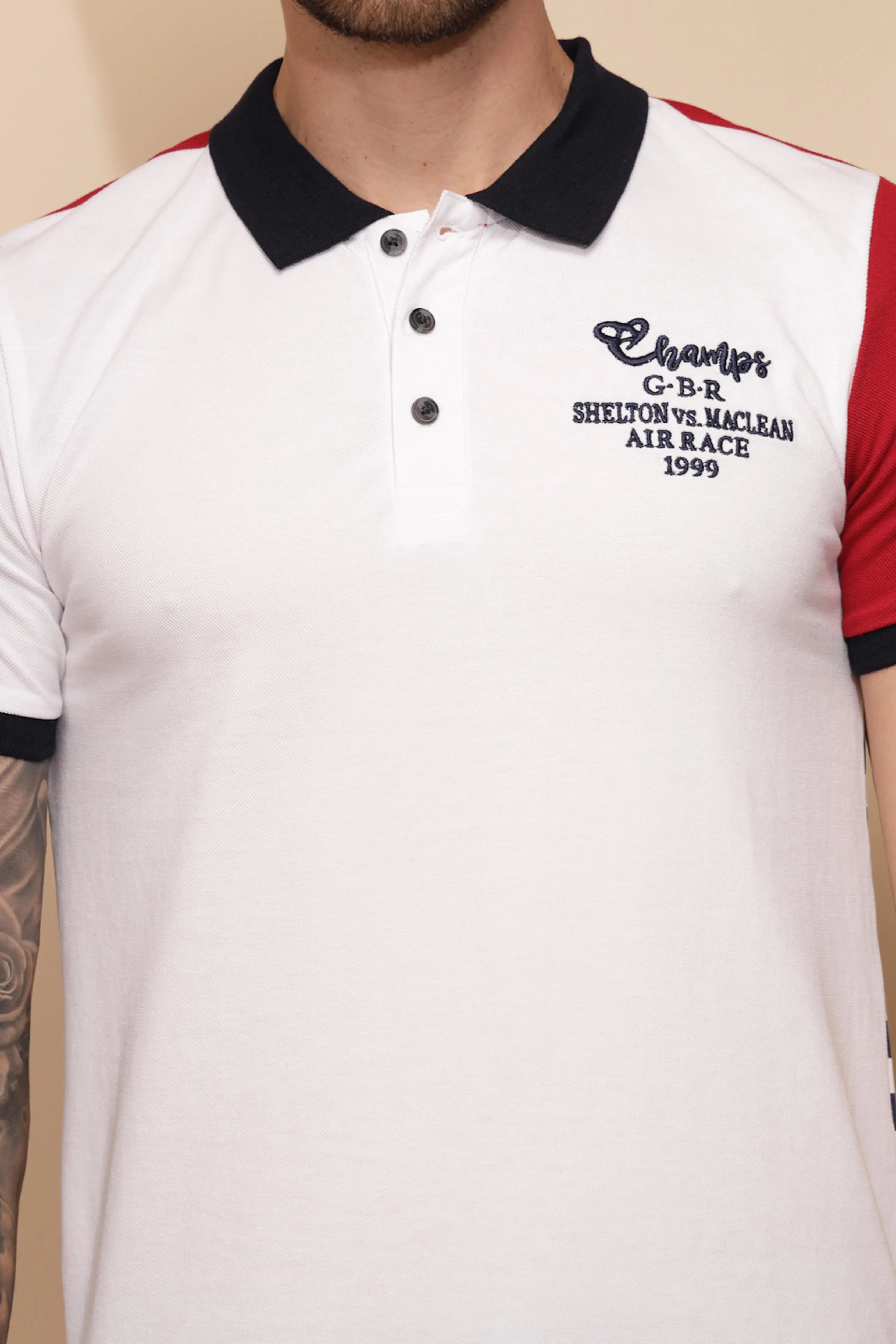 Red Cotton Blend Regular Fit T-Shirt For Men - Global Republic