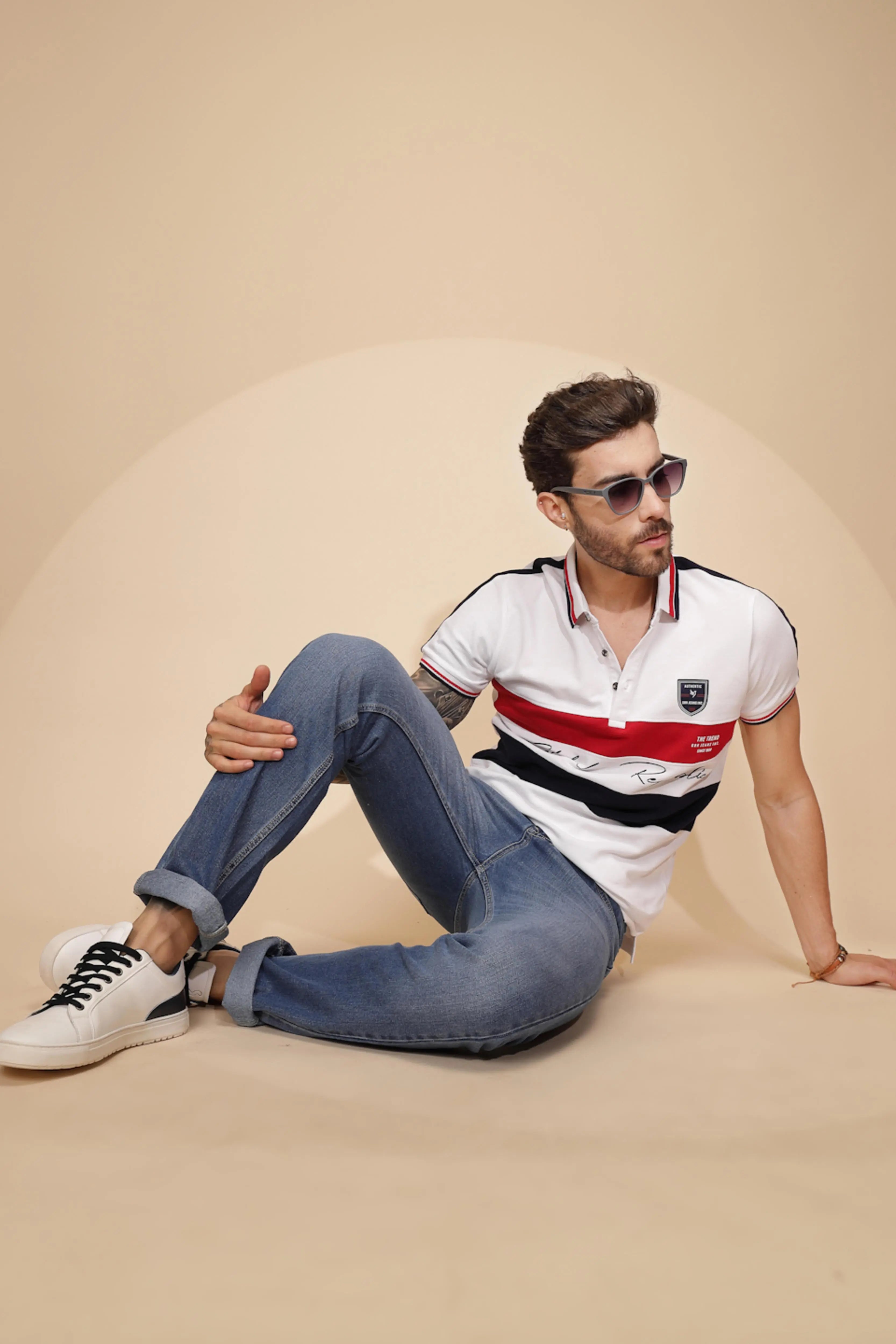 White Cotton Regular Fit T-Shirt For Men - Global Republic