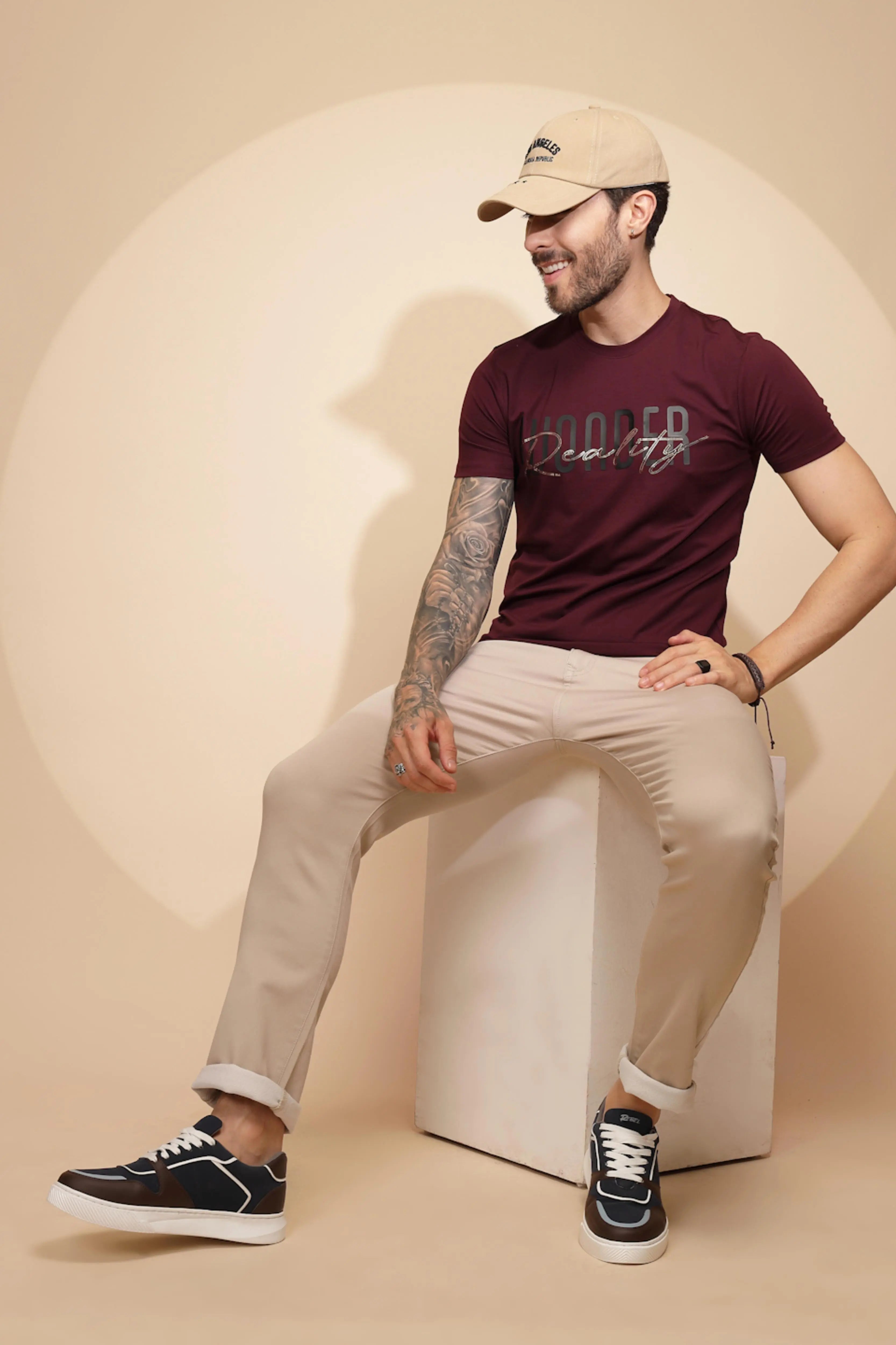 Wine Viscose Blend Blend T-Shirt - Global Republic