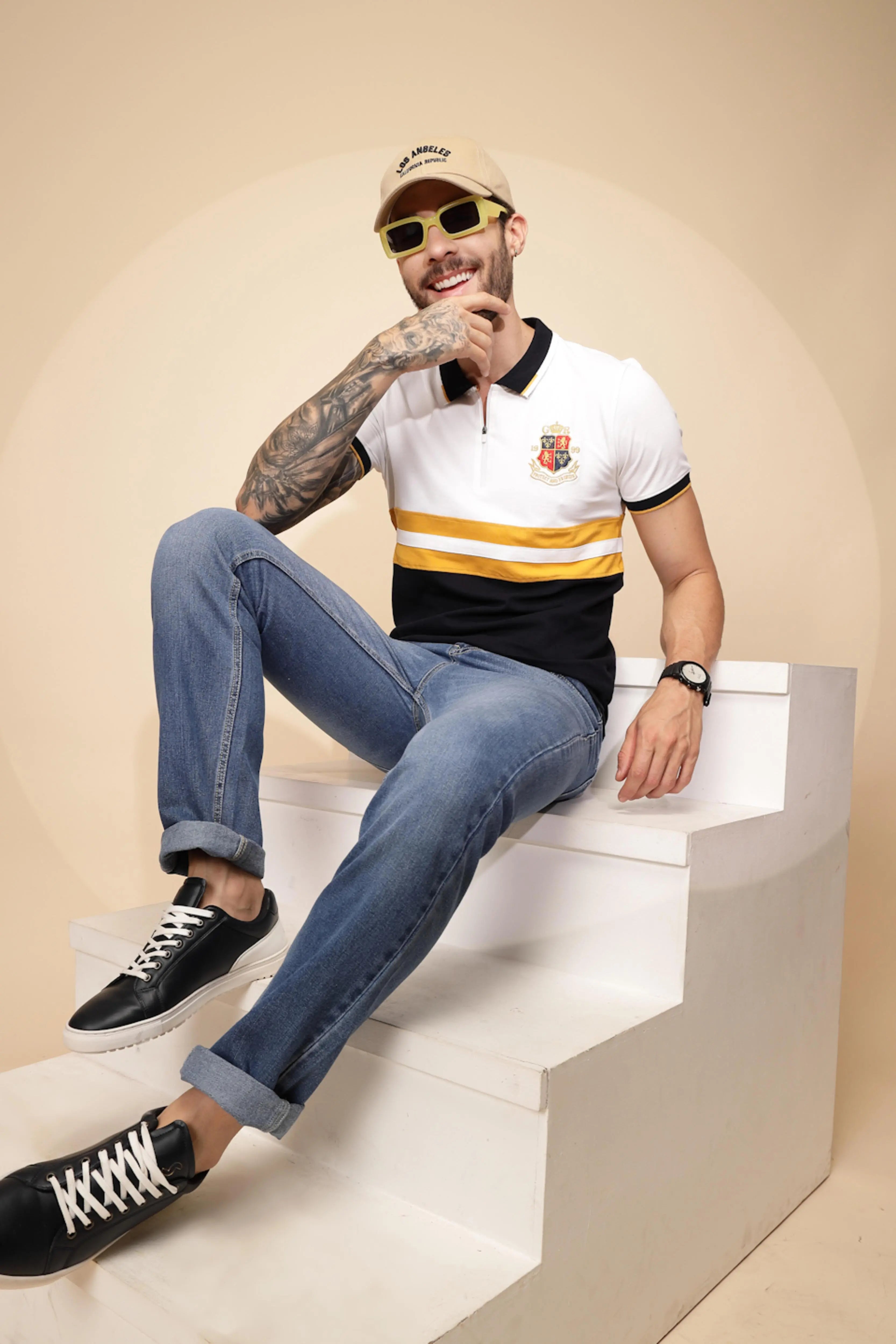 Yellow Cotton Blend T-Shirt - Global Republic