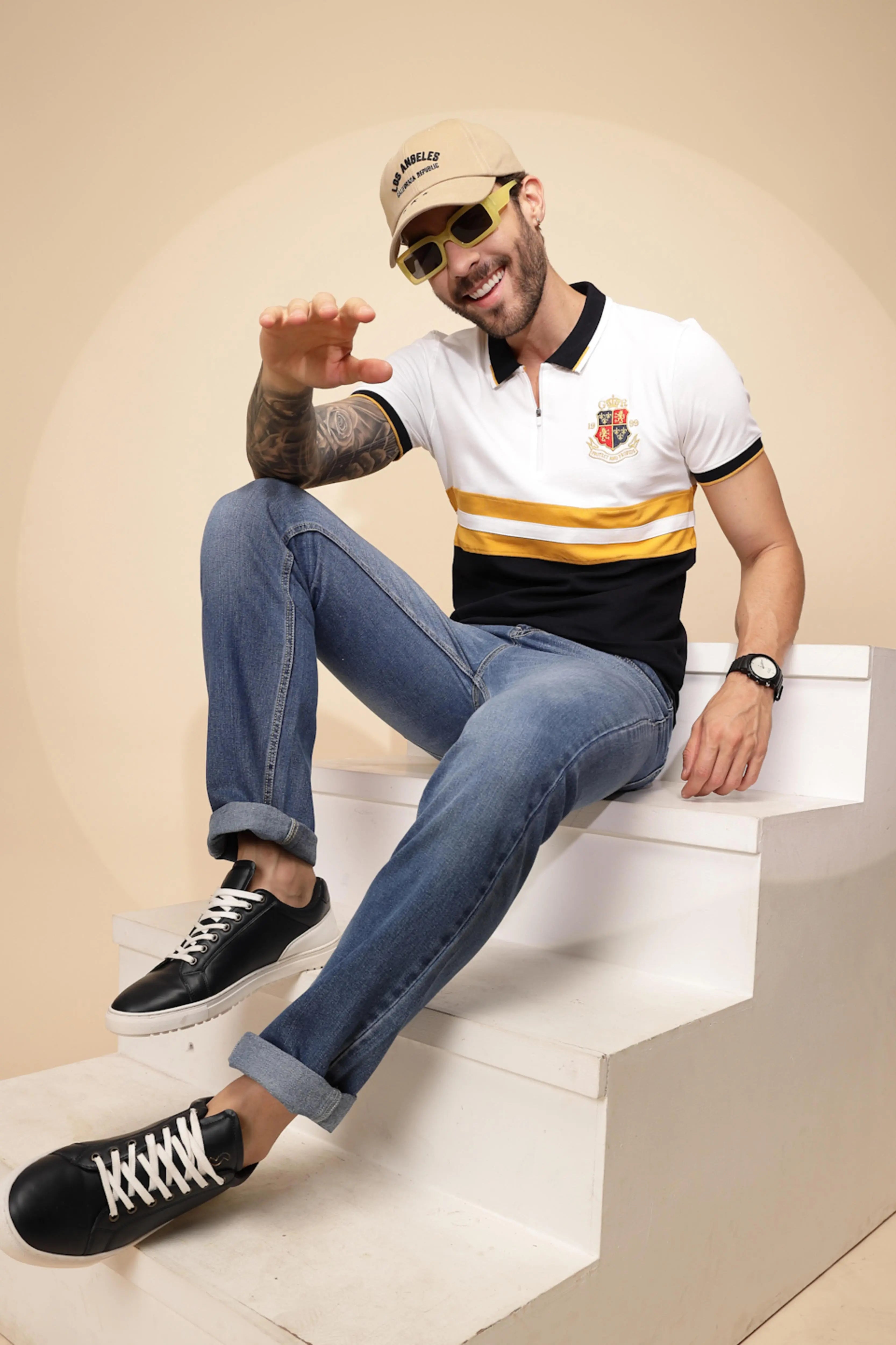 Yellow Cotton Blend T-Shirt - Global Republic