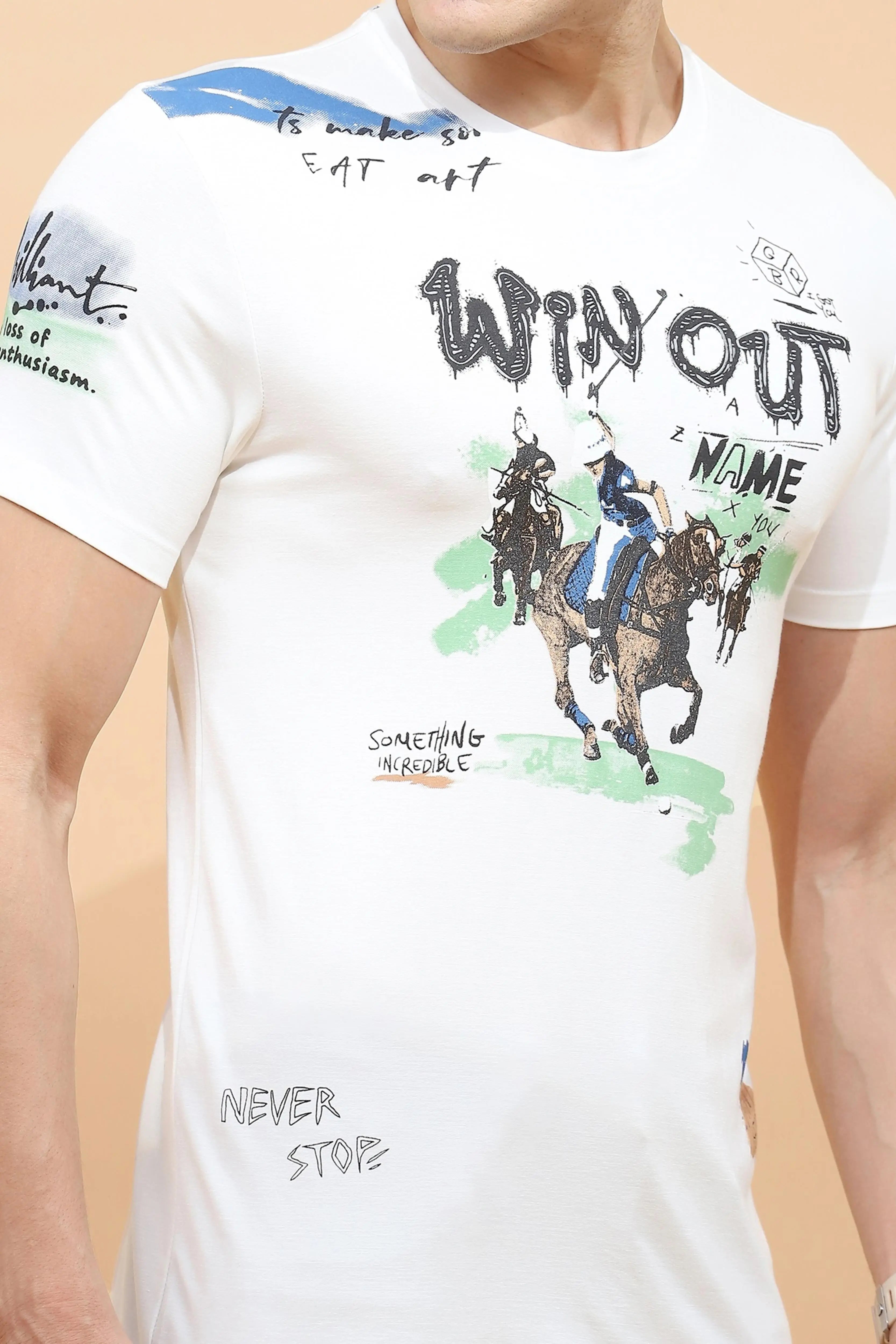 White Regular Fit Viscose Blend T-Shirt - Global Republic