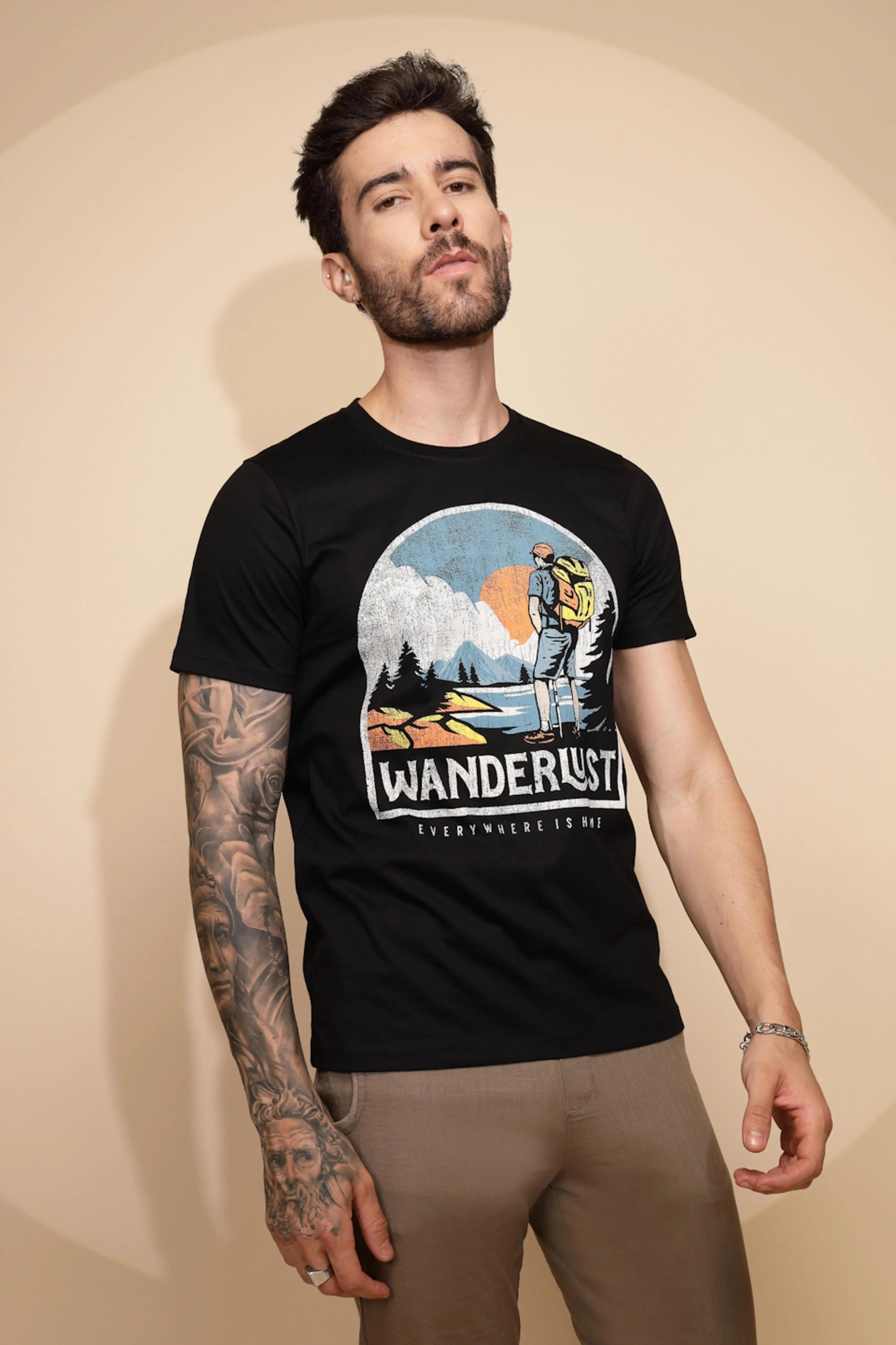 Black Printed Cotton T-Shirt - Global Republic