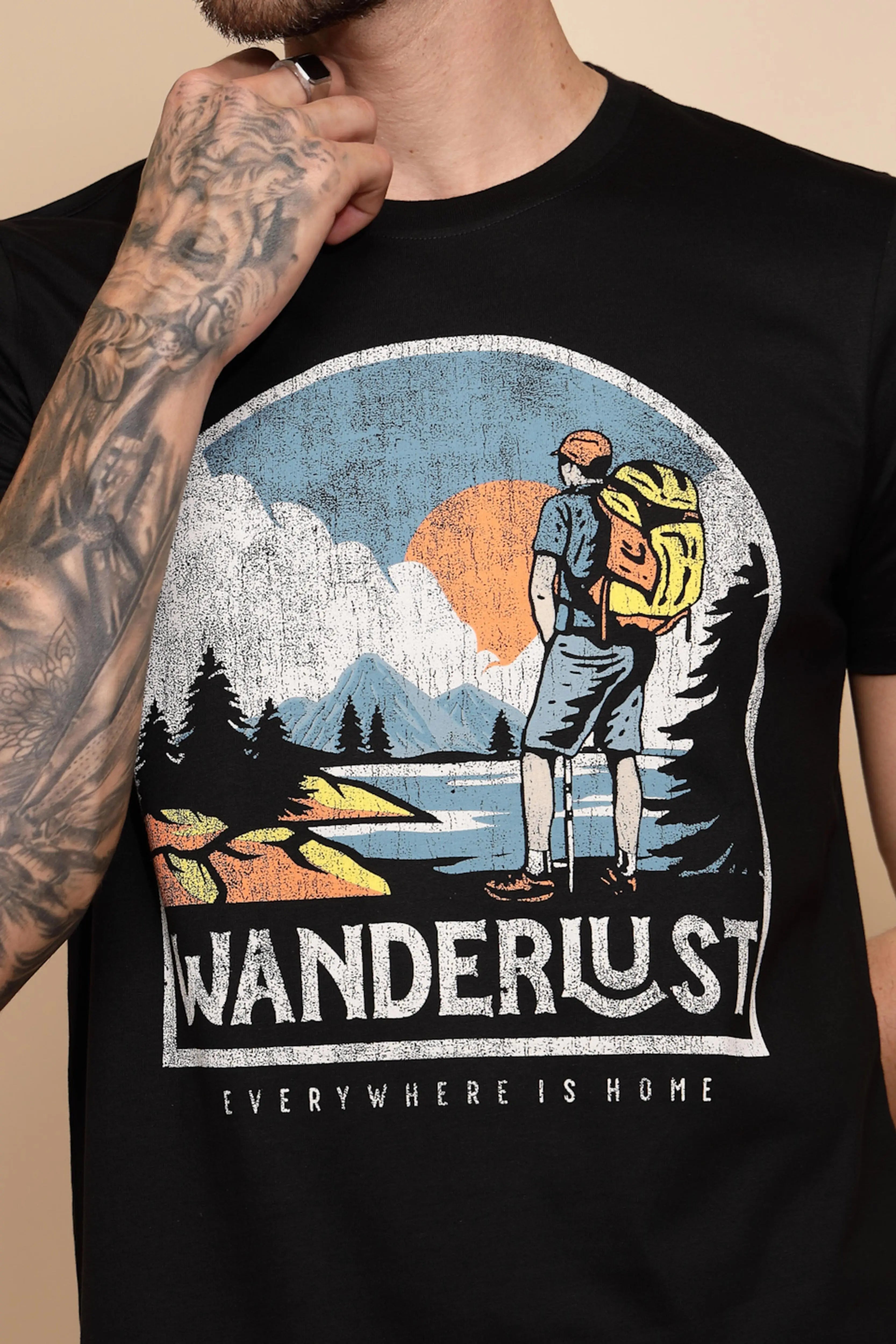 Black Printed Cotton T-Shirt - Global Republic
