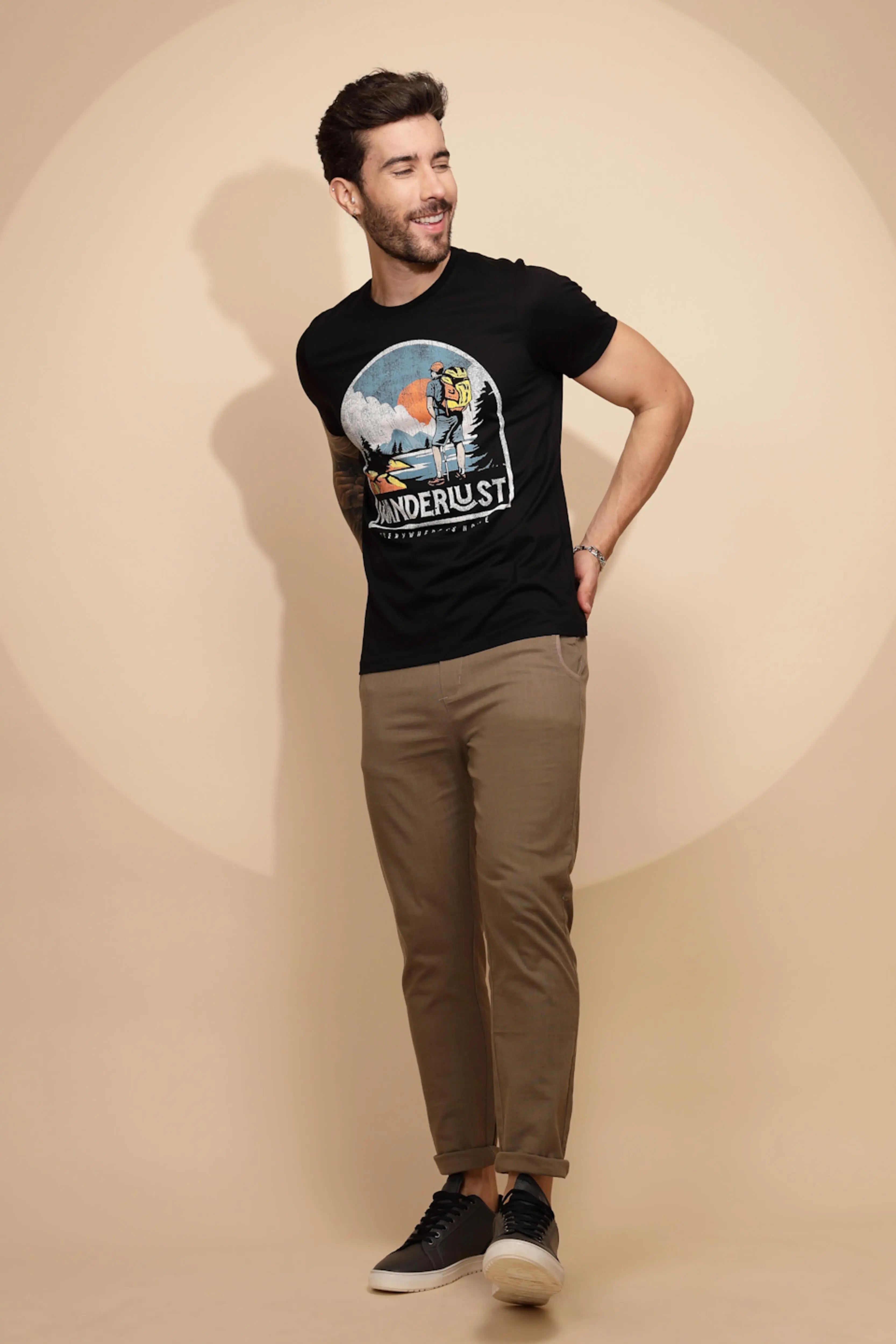 Black Printed Cotton T-Shirt - Global Republic