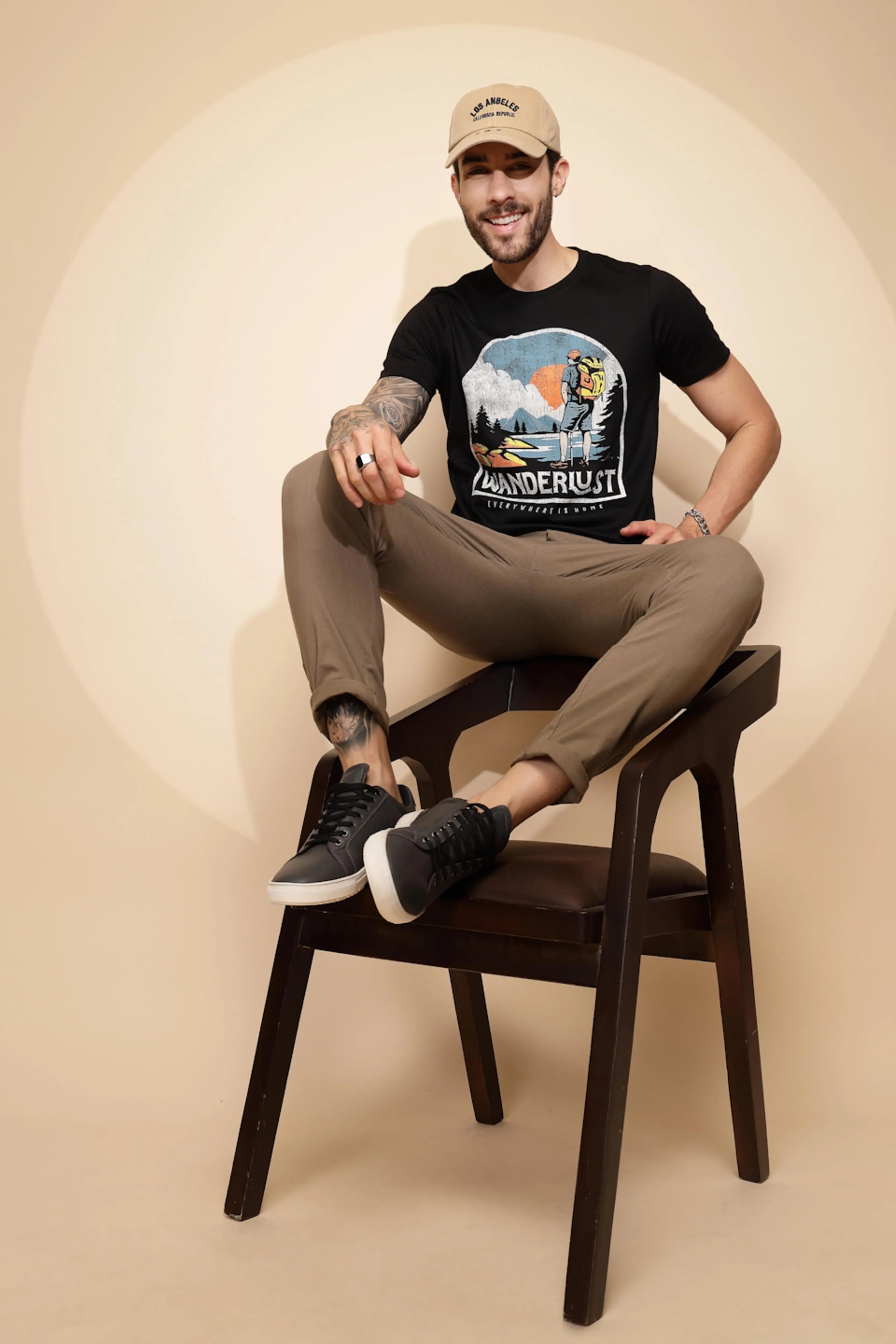 Black Printed Cotton T-Shirt - Global Republic