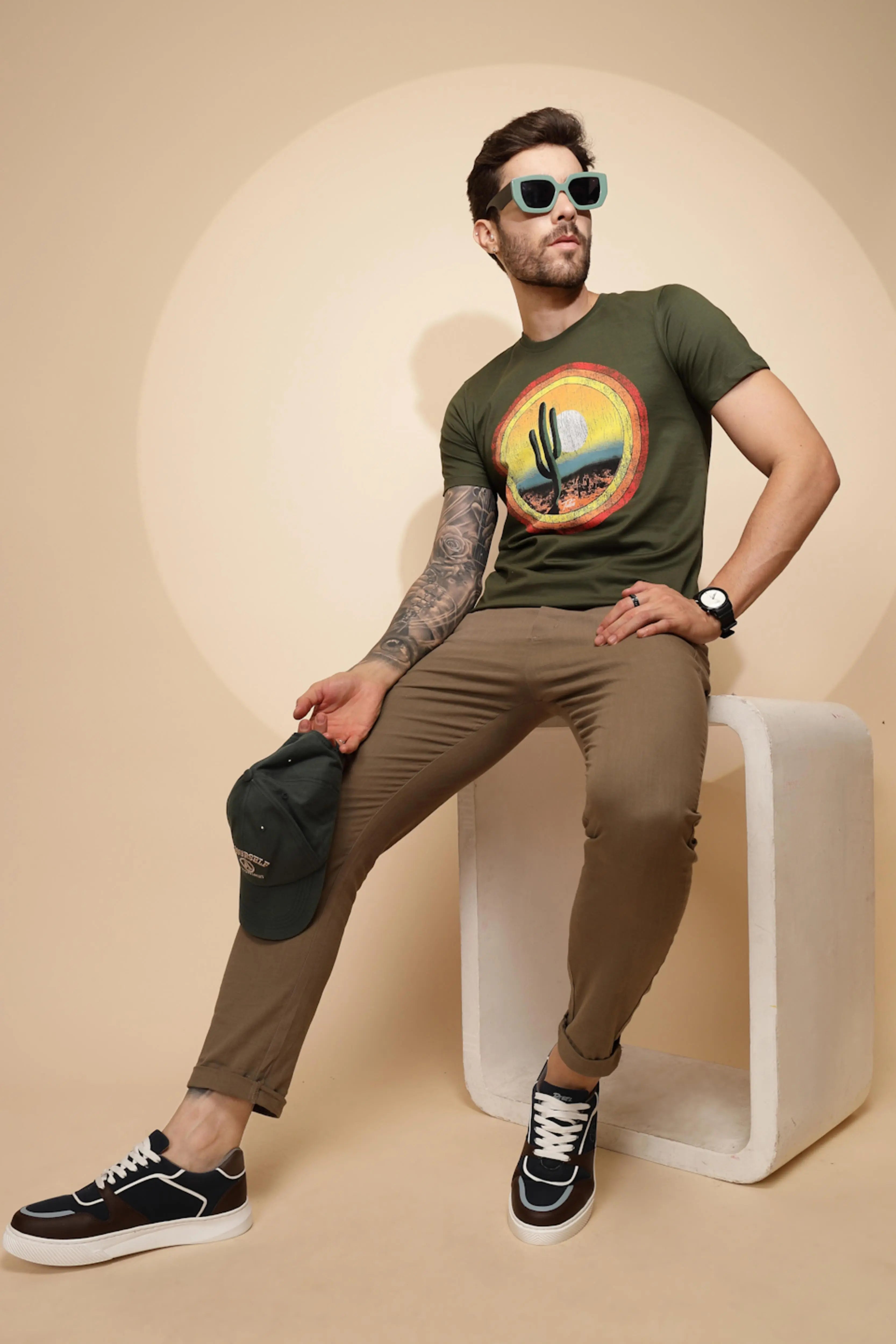 Green Cotton Regular Fit T-Shirt - Global Republic