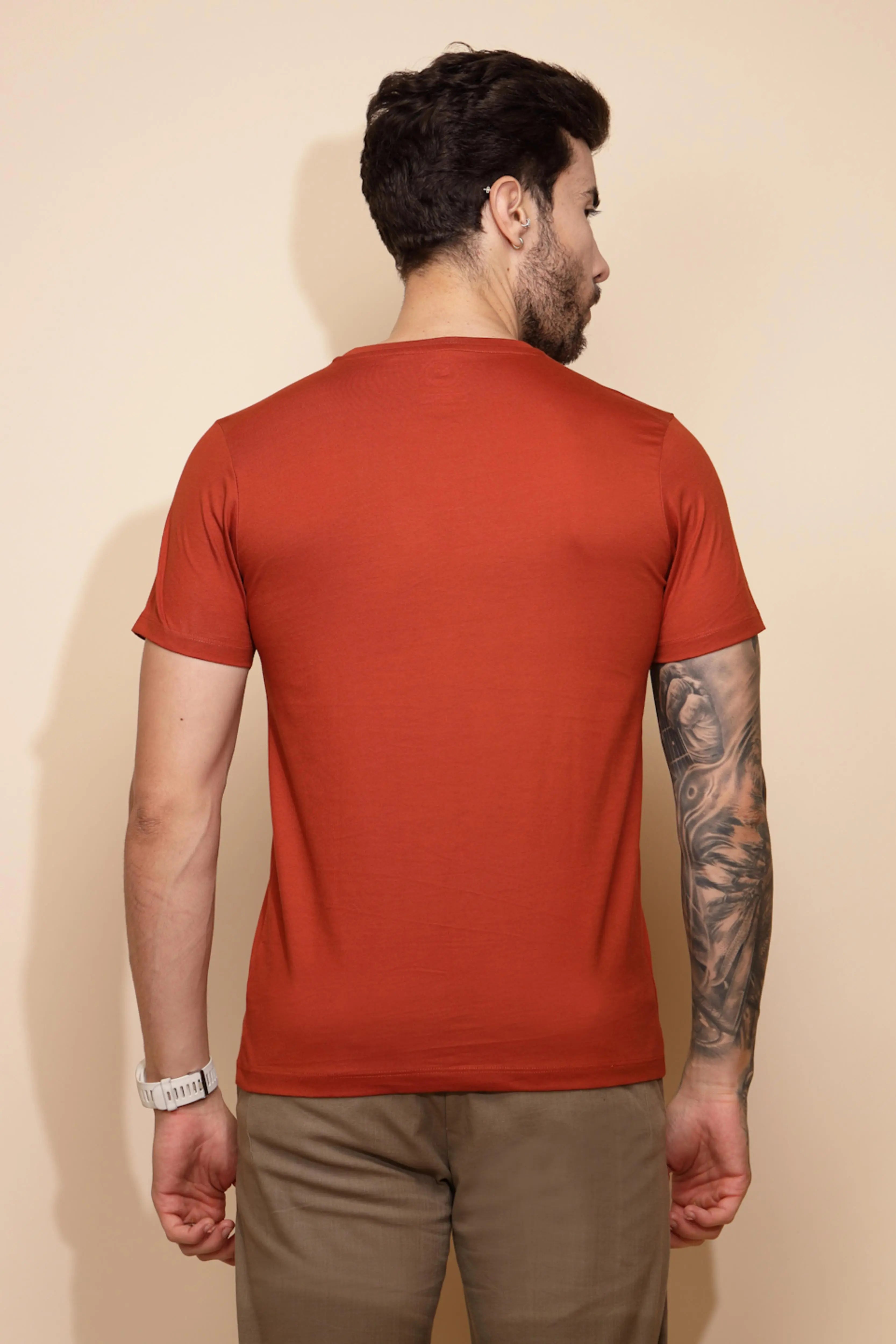 Orange Cotton Regular Fit T-Shirt - Global Republic