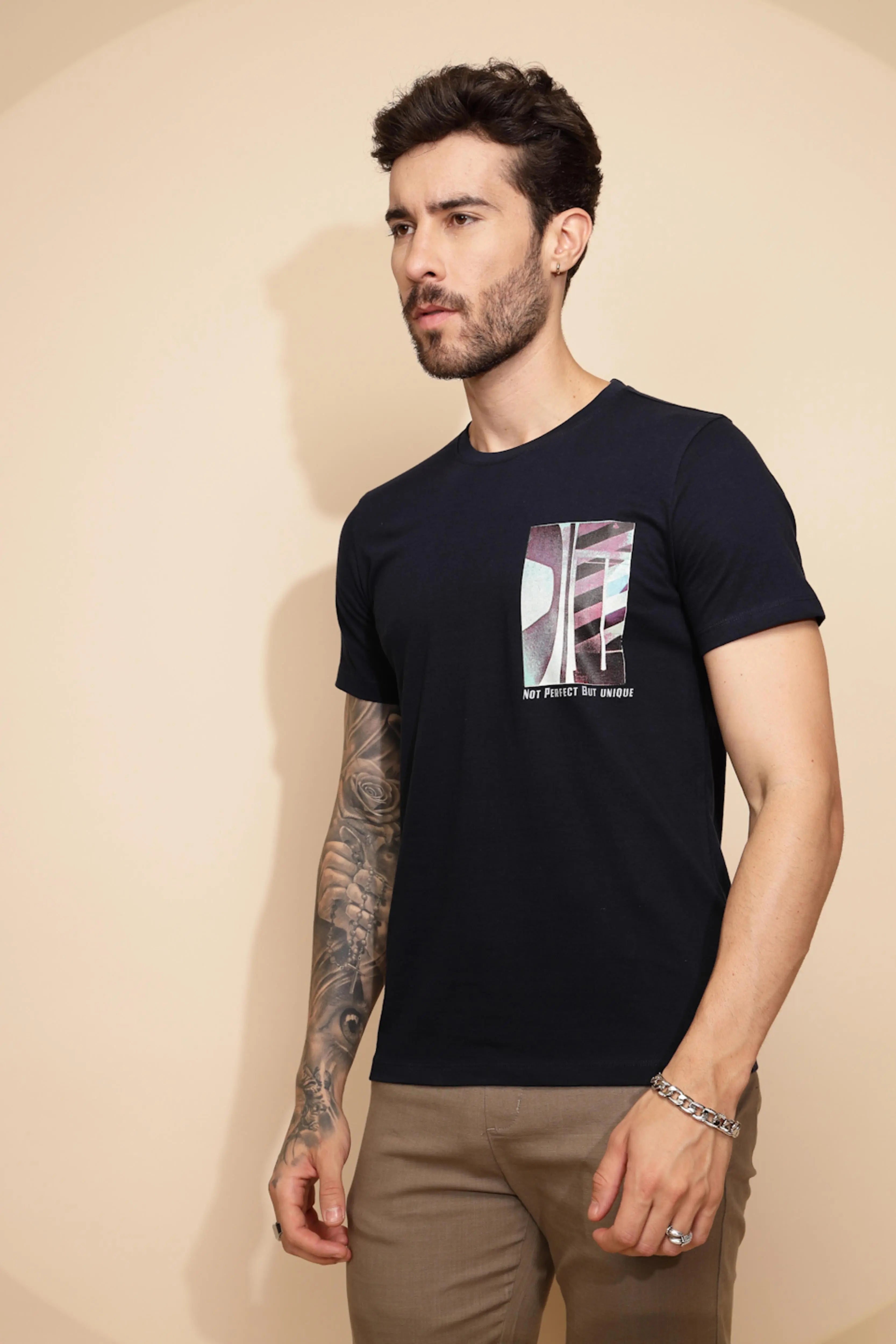Blue Cotton Regular Fit T-Shirt - Global Republic