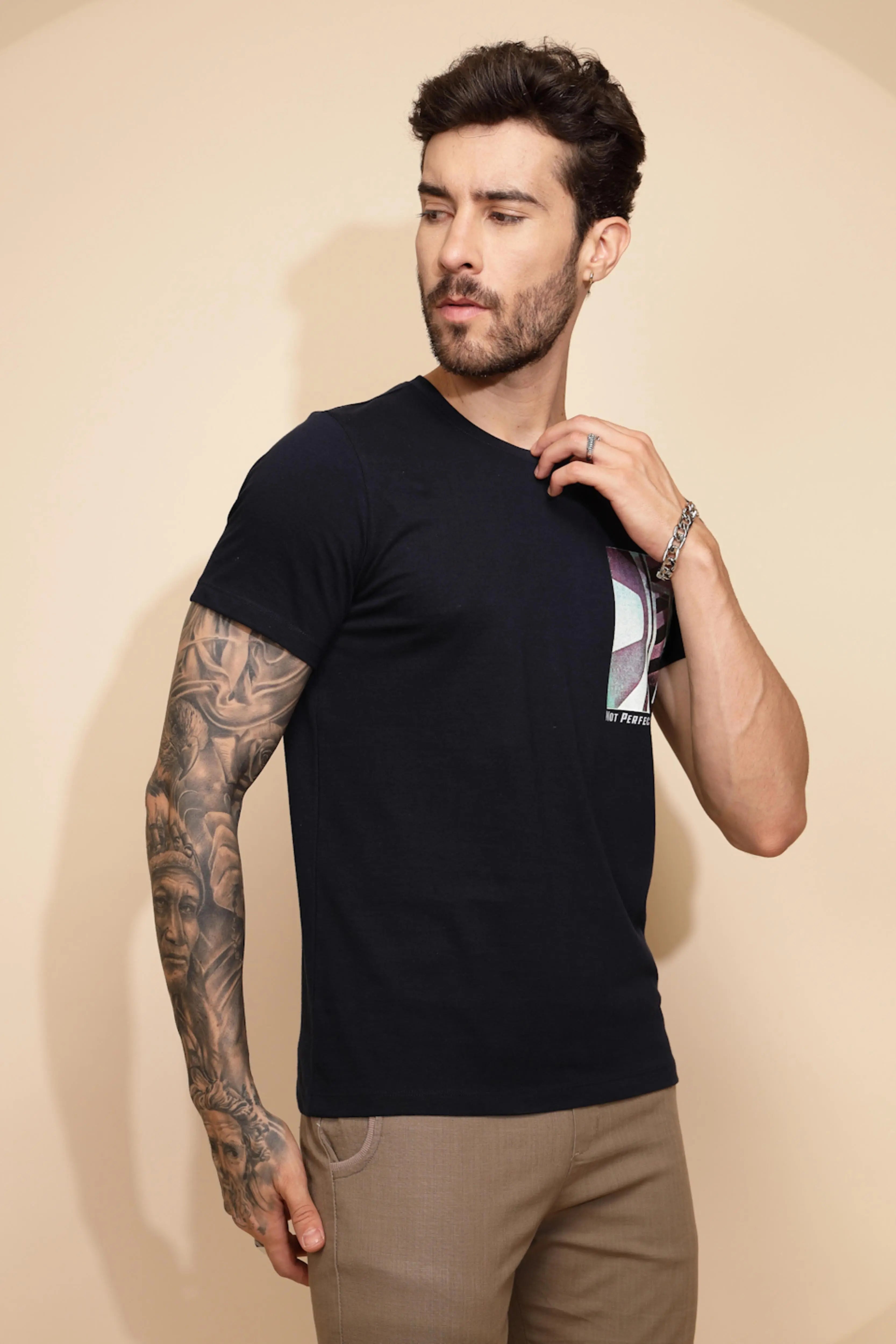 Blue Cotton Regular Fit T-Shirt - Global Republic