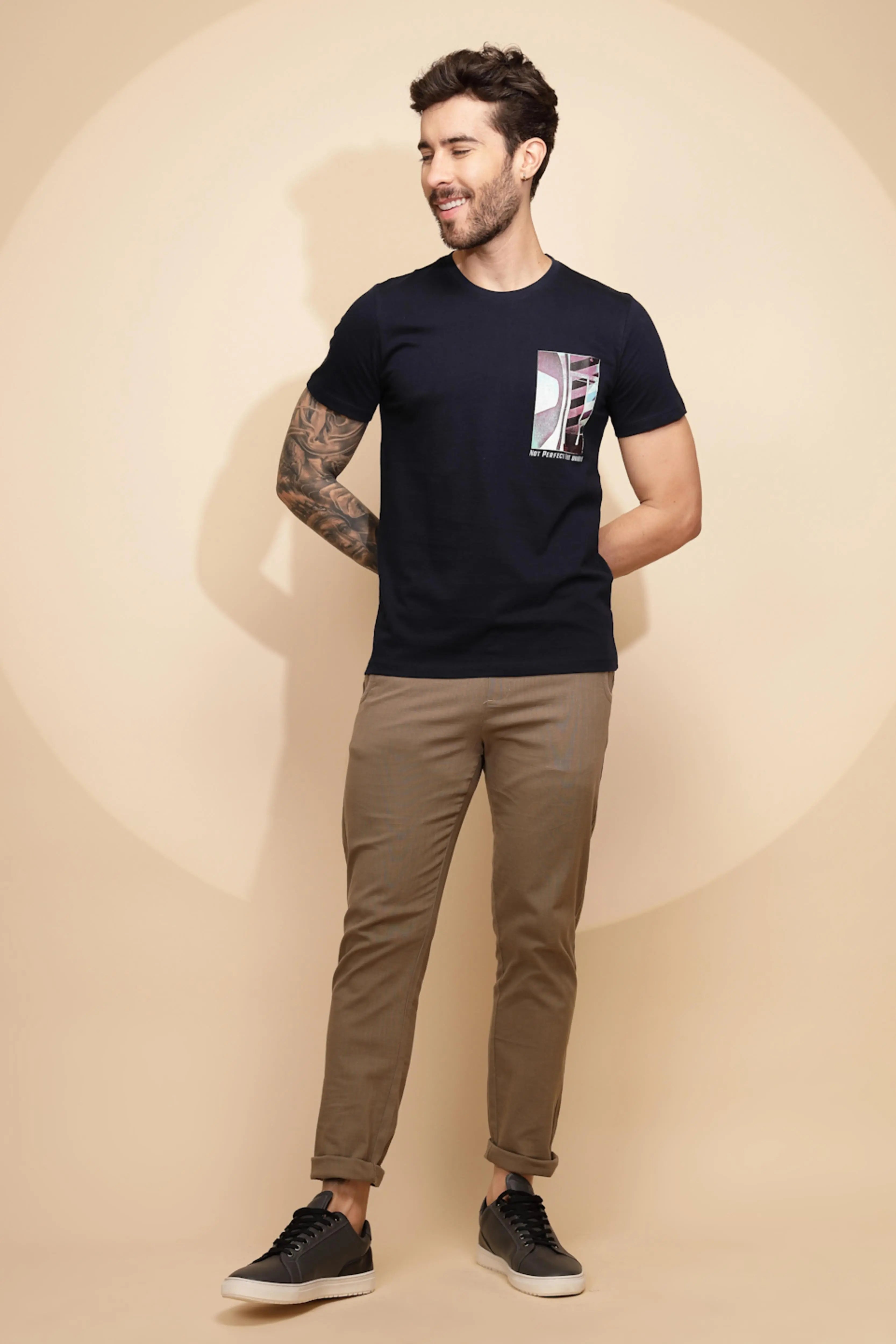 Blue Cotton Regular Fit T-Shirt - Global Republic