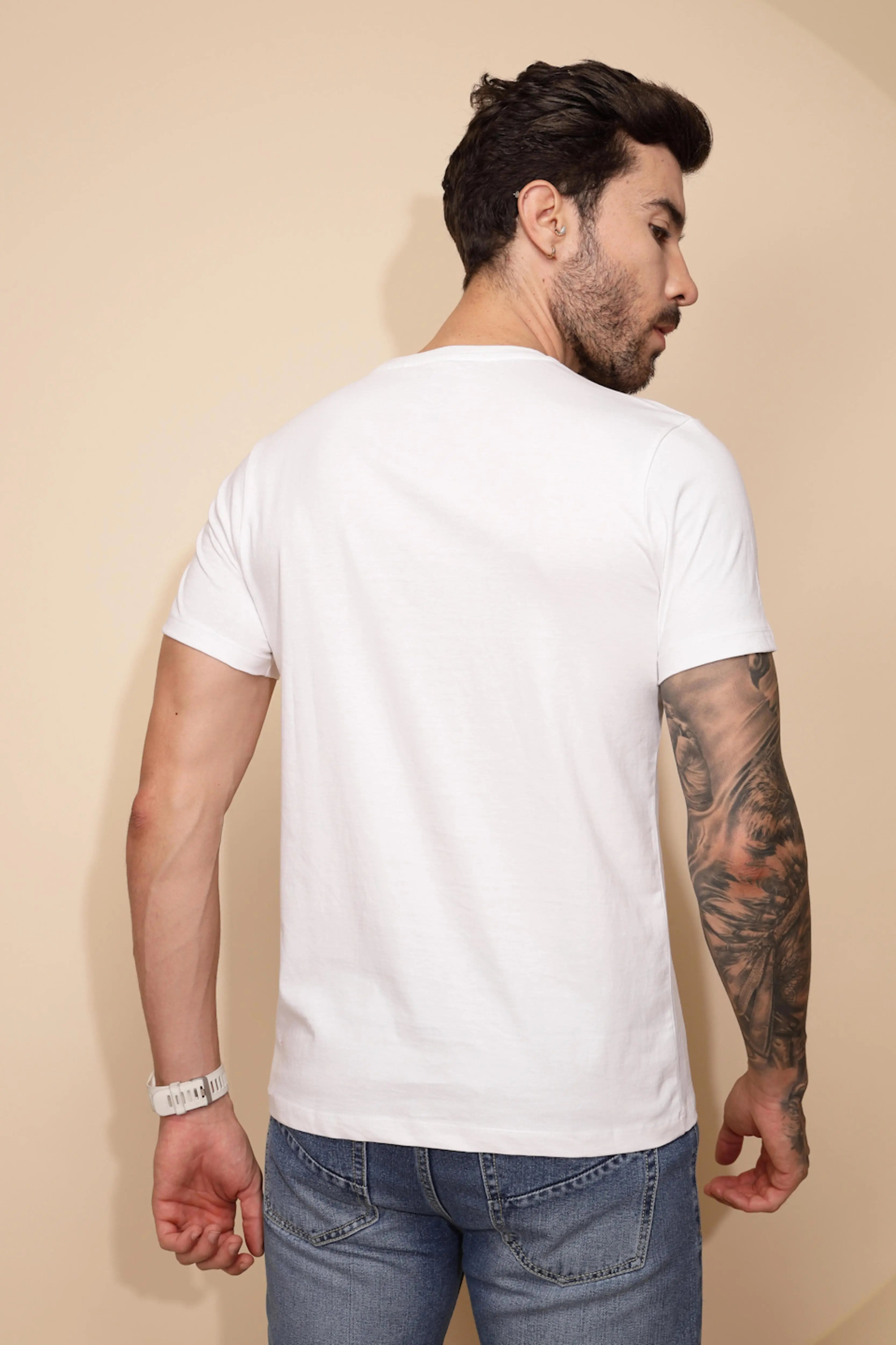 White Cotton Regular Fit T-Shirt - Global Republic