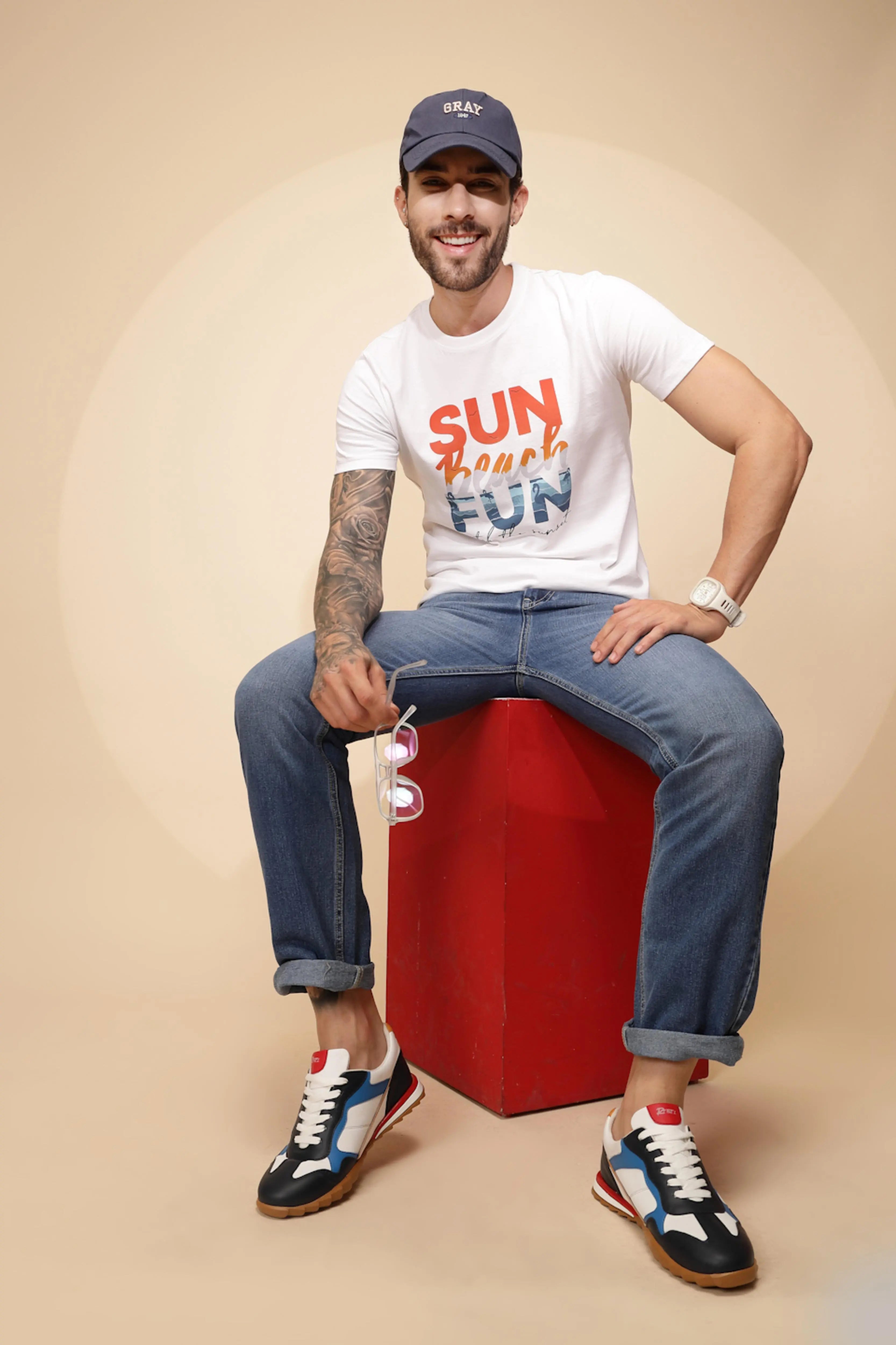 White Cotton Regular Fit T-Shirt - Global Republic