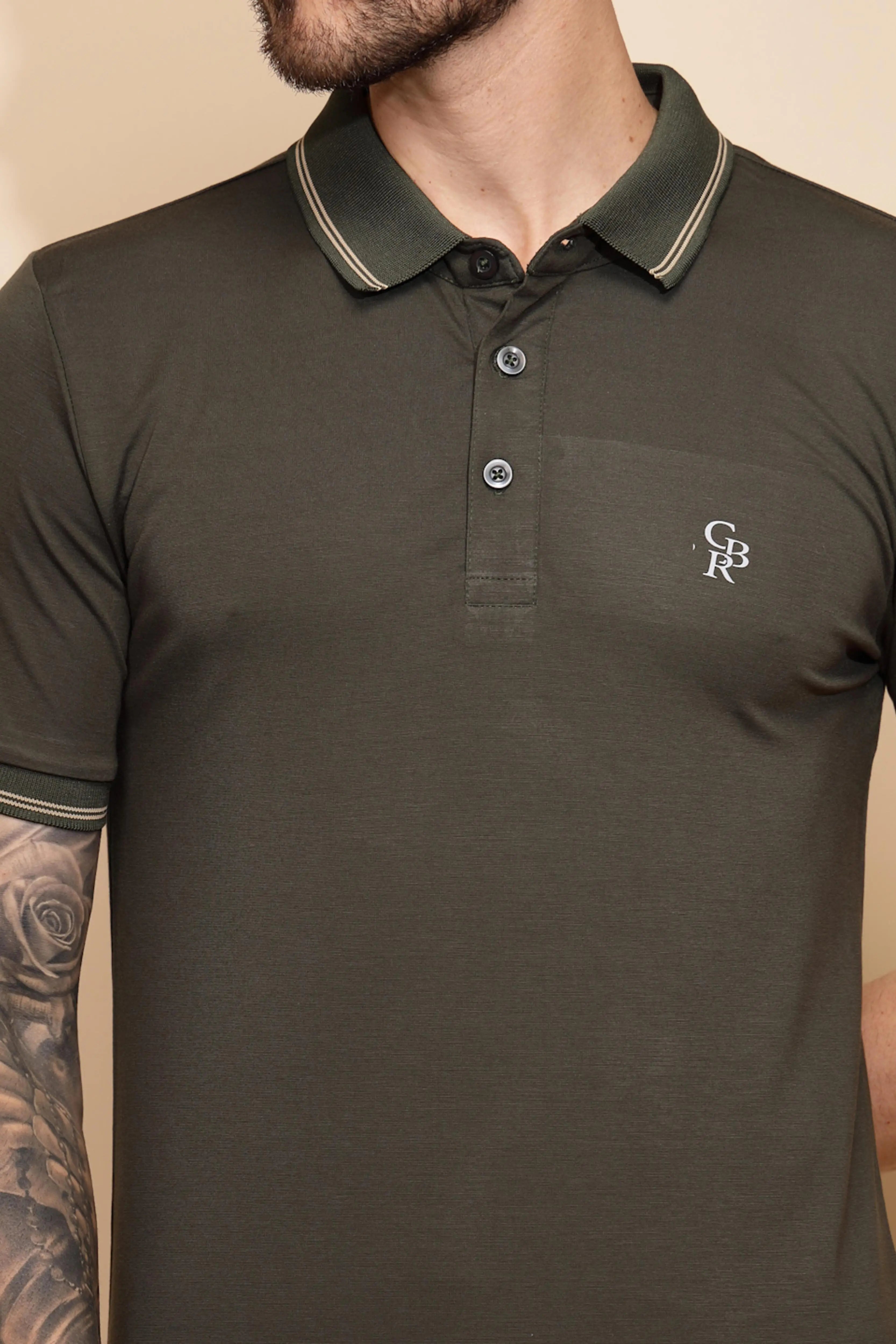 Olive Viscose Blend Regular Fit T-Shirt - Global Republic
