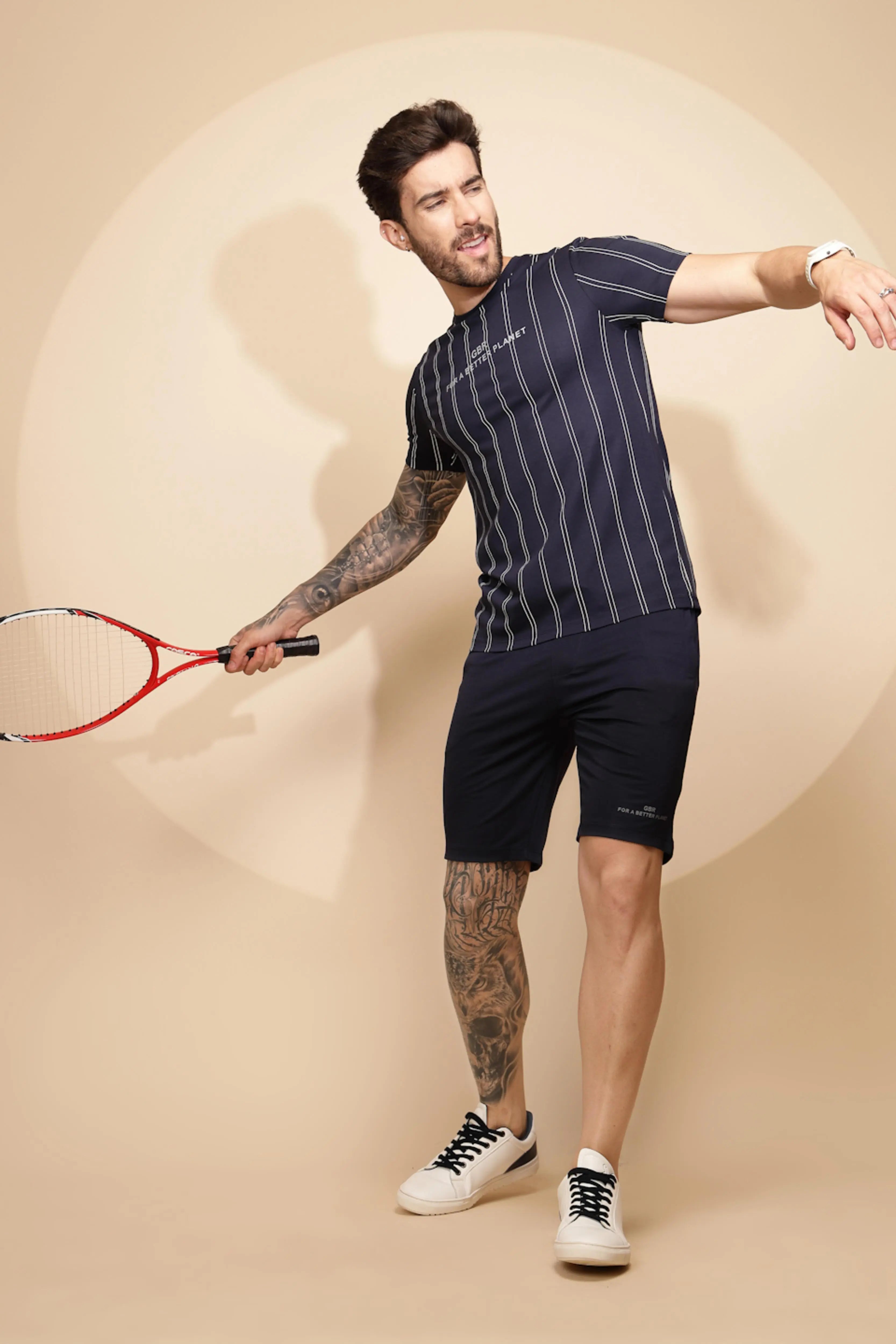 Navy Viscose Blend Shorts Set - Global Republic