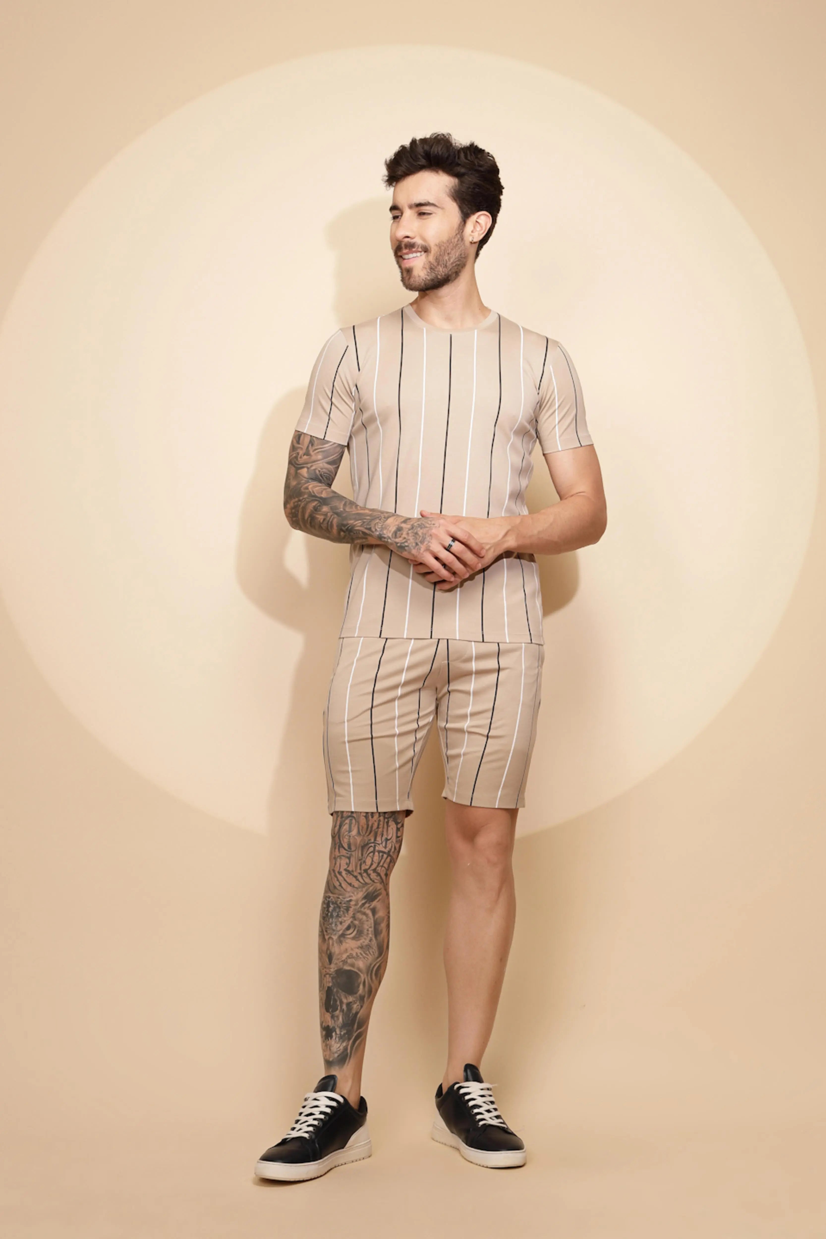 Brown Viscose Shorts Set - Global Republic