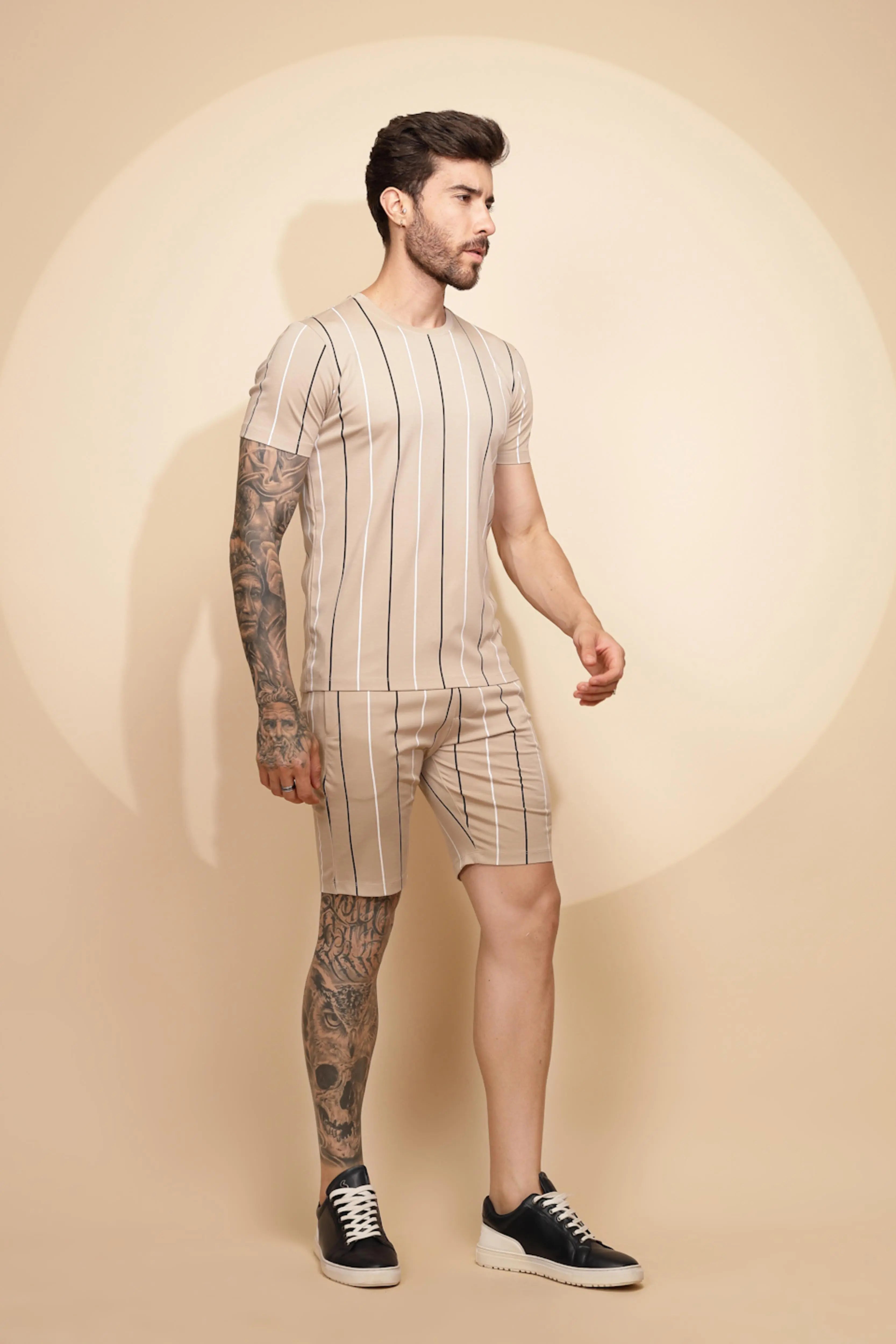 Brown Viscose Shorts Set - Global Republic