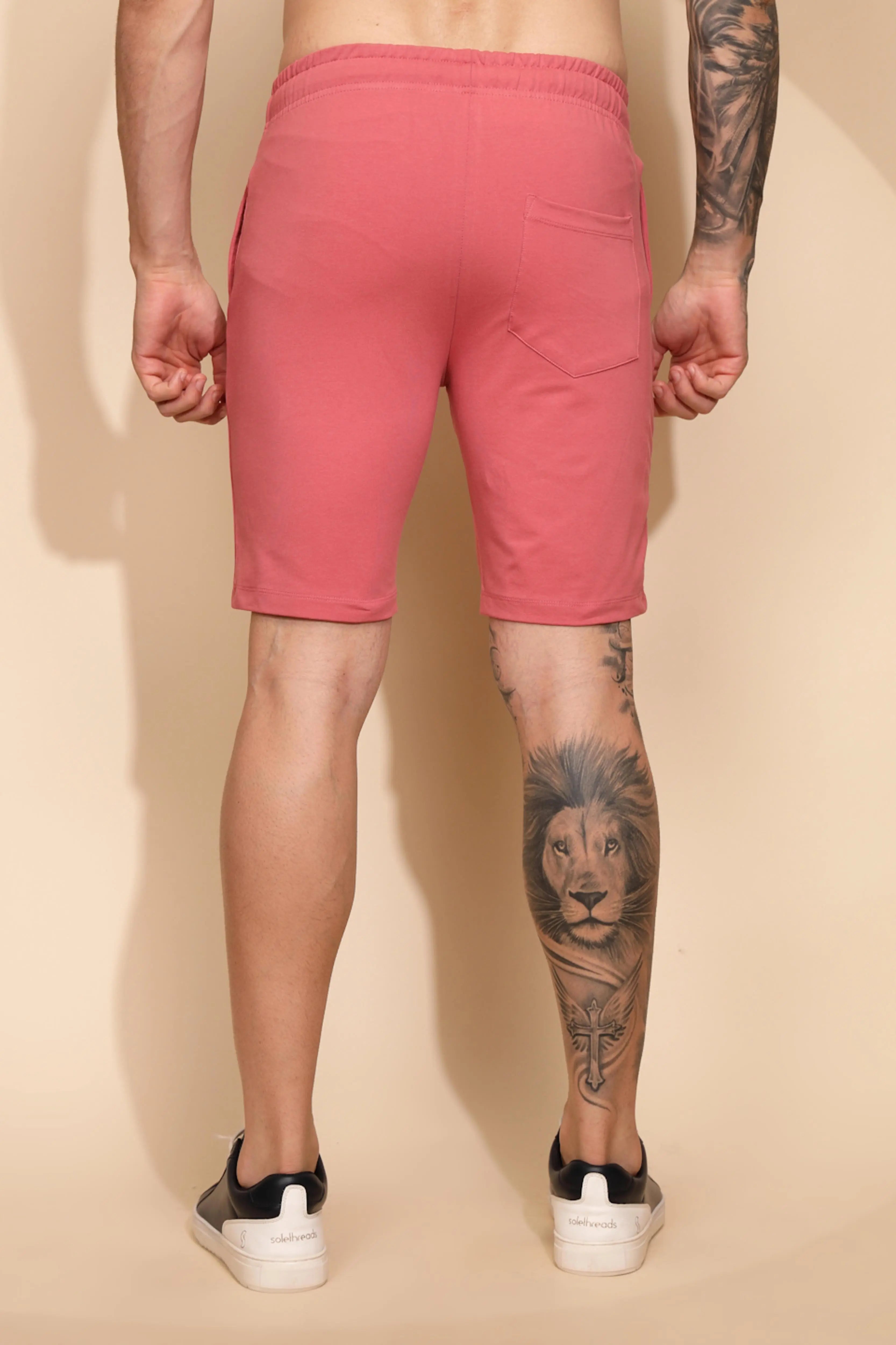 Pink Cotton Regular Fit Shorts - Global Republic